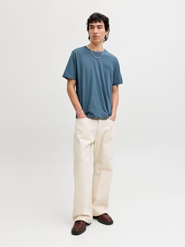 Detalle de JACK & JONES Jjecorp Logo tee SS O-Neck Noos, Blue Mirage. – Camiseta de cuello redondo con estampado en talla M