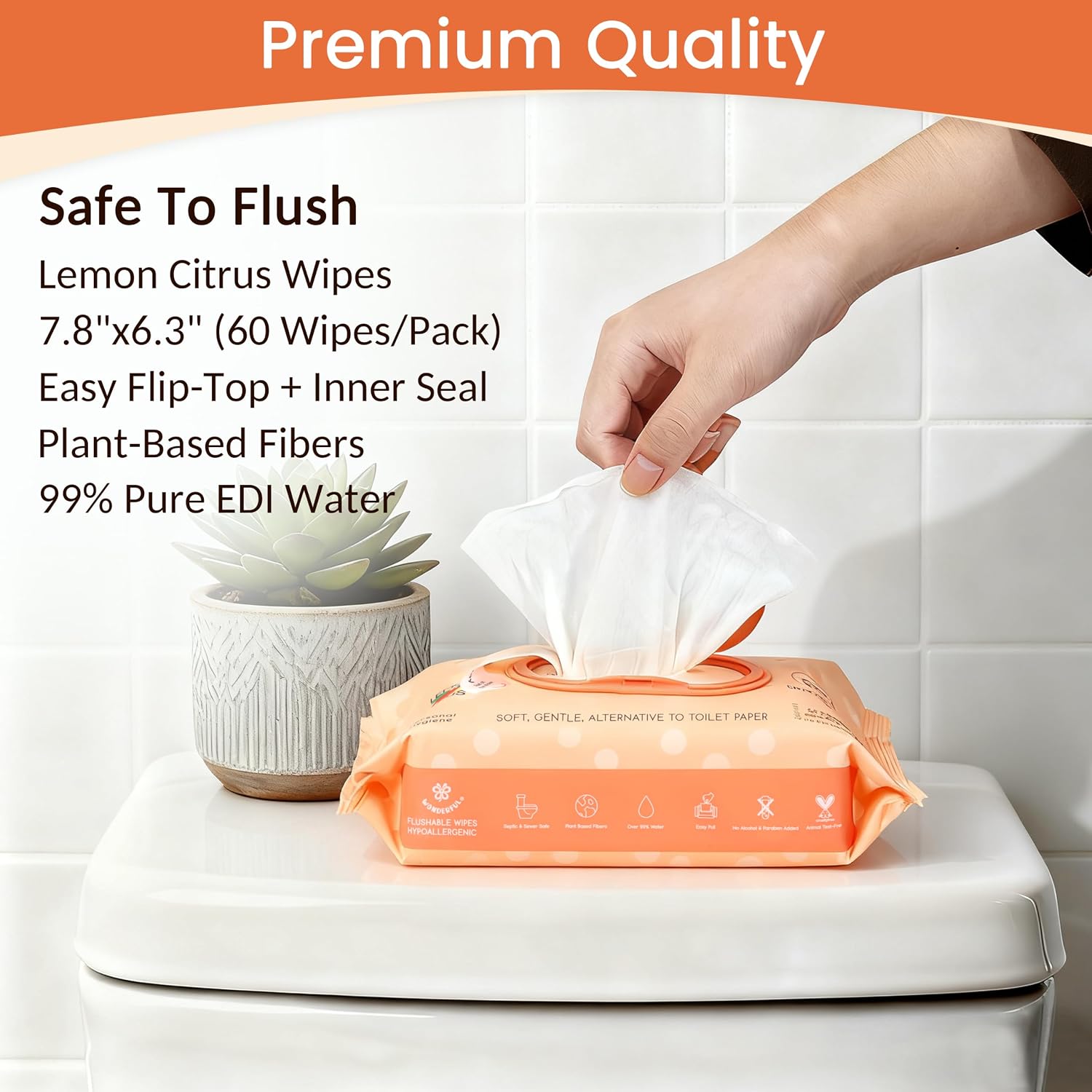Detalle 2 de WONDERFUL Flushable Wipes, 60-Count