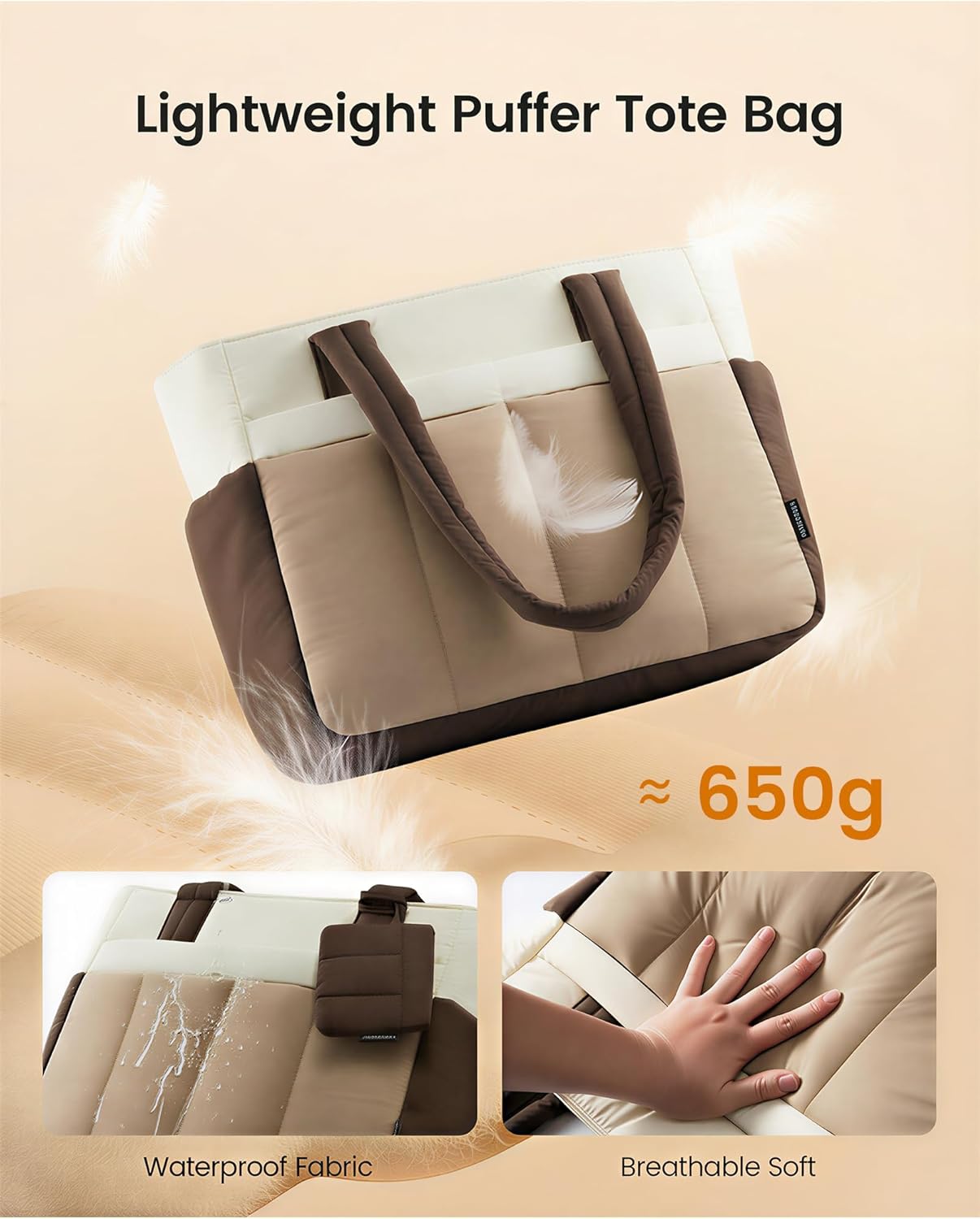 Detalle de LOVEVOOK Lightweight Puffer Tote Bag for Women