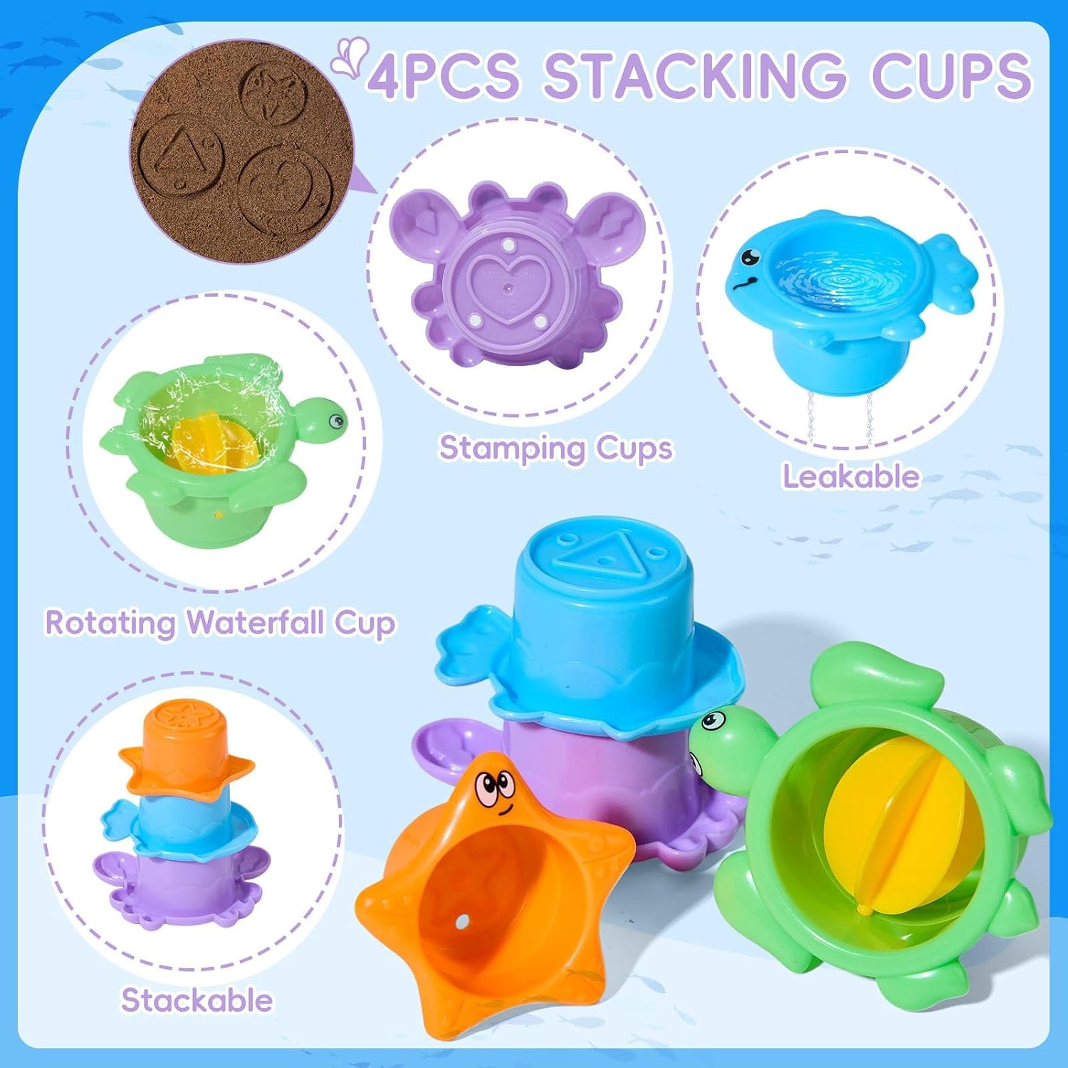 Thumbnail 4 de Mold Free Bath Toys, 11PCS: Safe, Easy-Clean Floating Boats, Whale, and More for Babies 12+ Months