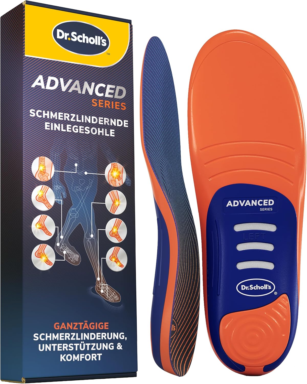 Detalle de Dr. Scholl’s Advanced Schmerzfrei-Einlagen: robuster Komfort für Arbeits- und Alltagsschuhe
