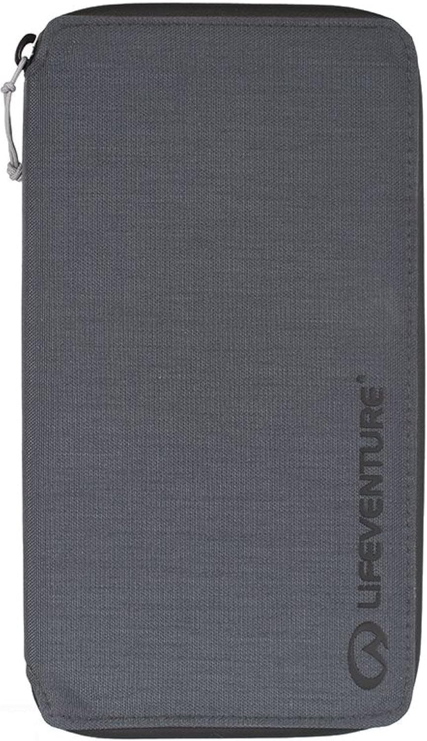 Detalle de Lifeventure RFID Protected Large Travel Wallet – Zip Bifold with Passport Holder (Grey)