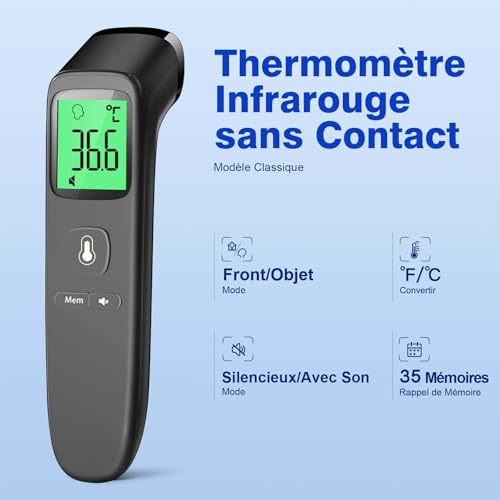 Detalle 2 de Viproud Thermomètre Frontal Sans Contact – Fiable, rapide et pratique pour toute la famille