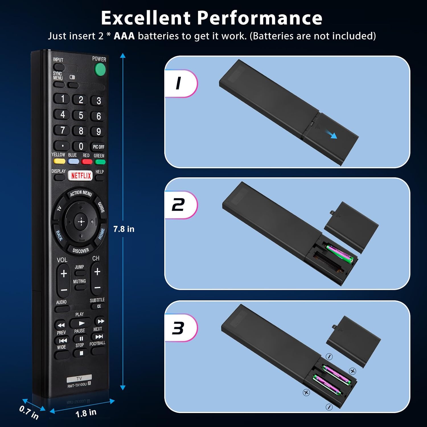 Detalle de Universal for Sony TV Remote Control Replacement for Sony Bravia (RMT-TX100U)