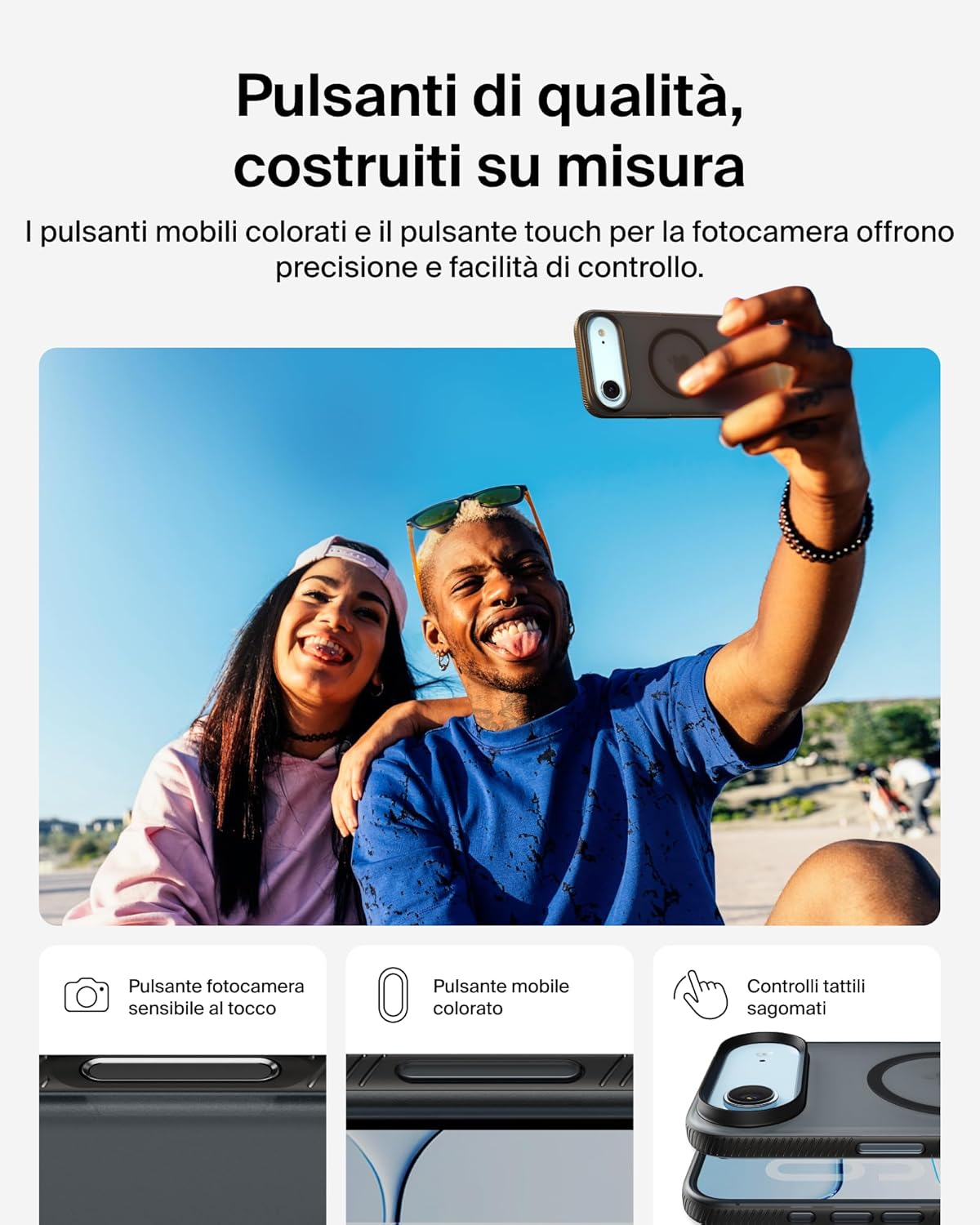 Detalle de Belkin SheerForce Grip Cover per iPhone Air: MagSafe, Slim e Antiscivolo