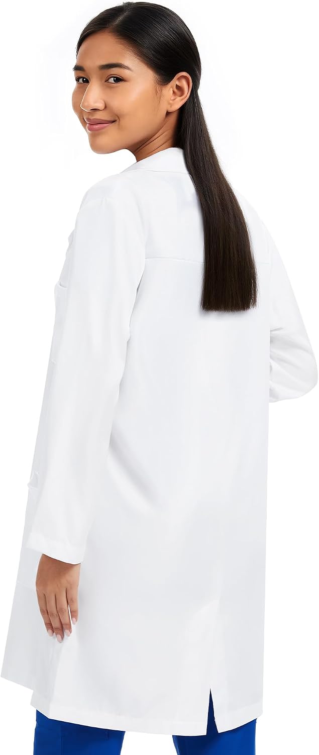 Detalle 2 de Floralhue Women's Lab Coat, White Polyester, 3 Pockets, Relaxed Fit