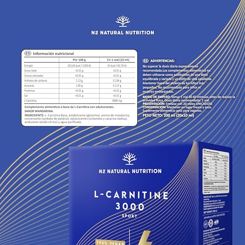 Thumbnail 5 de N2 Natural Nutrition L Carnitina 3000 in fiale da 3000 mg (40 fiali) – integratore liquido