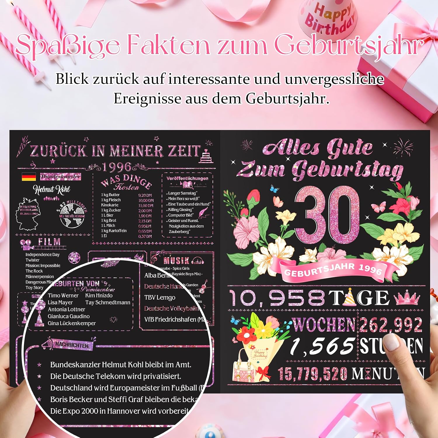Detalle 2 de Geburtstagskarte 30 3D Pop up mit Umschlag