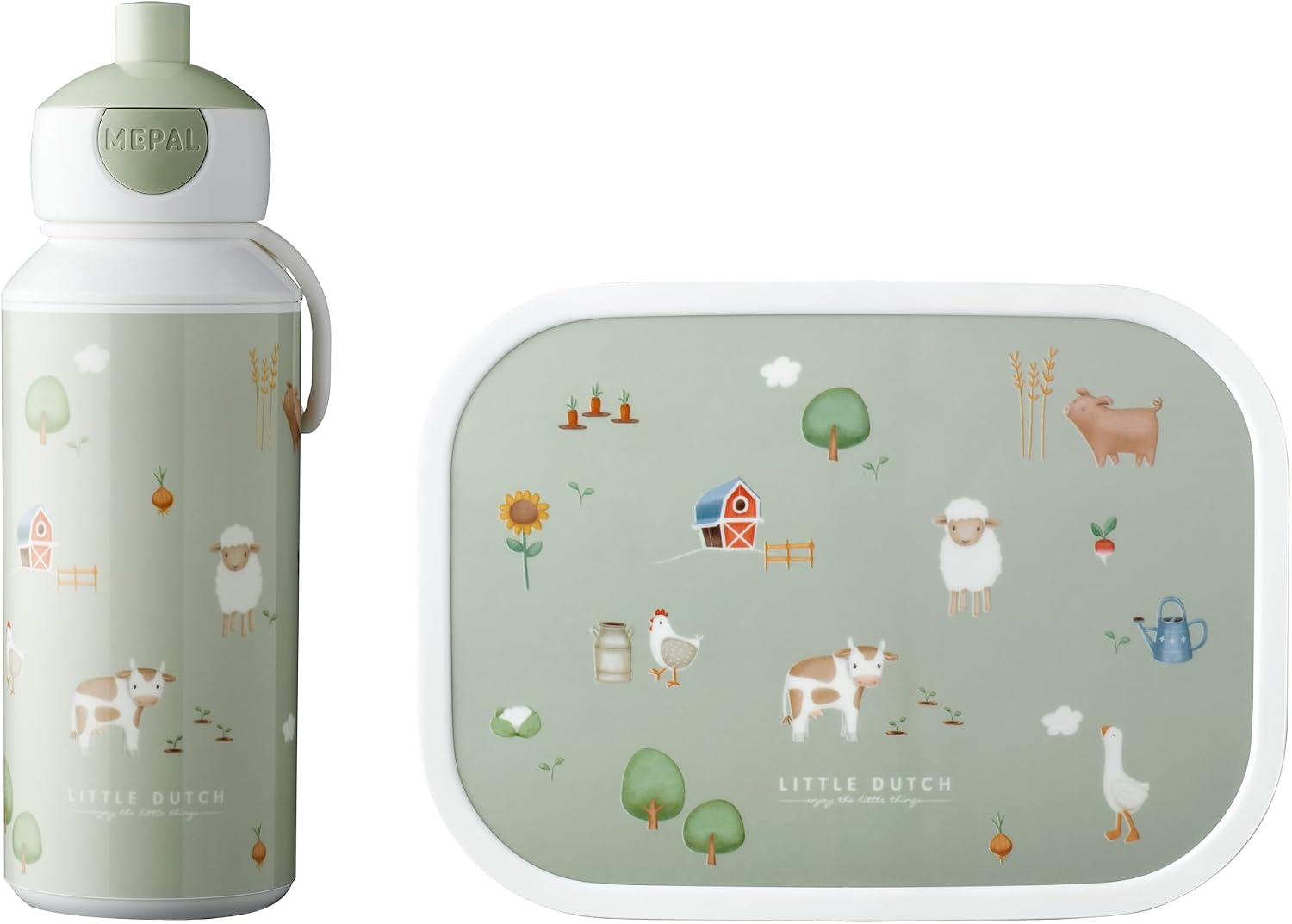 Thumbnail 6 de Mepal Pausenset Campus Little Dutch – Pop-up Trinkflasche & Bento Lunchbox, Forest Friends, 400 ml + 750 ml