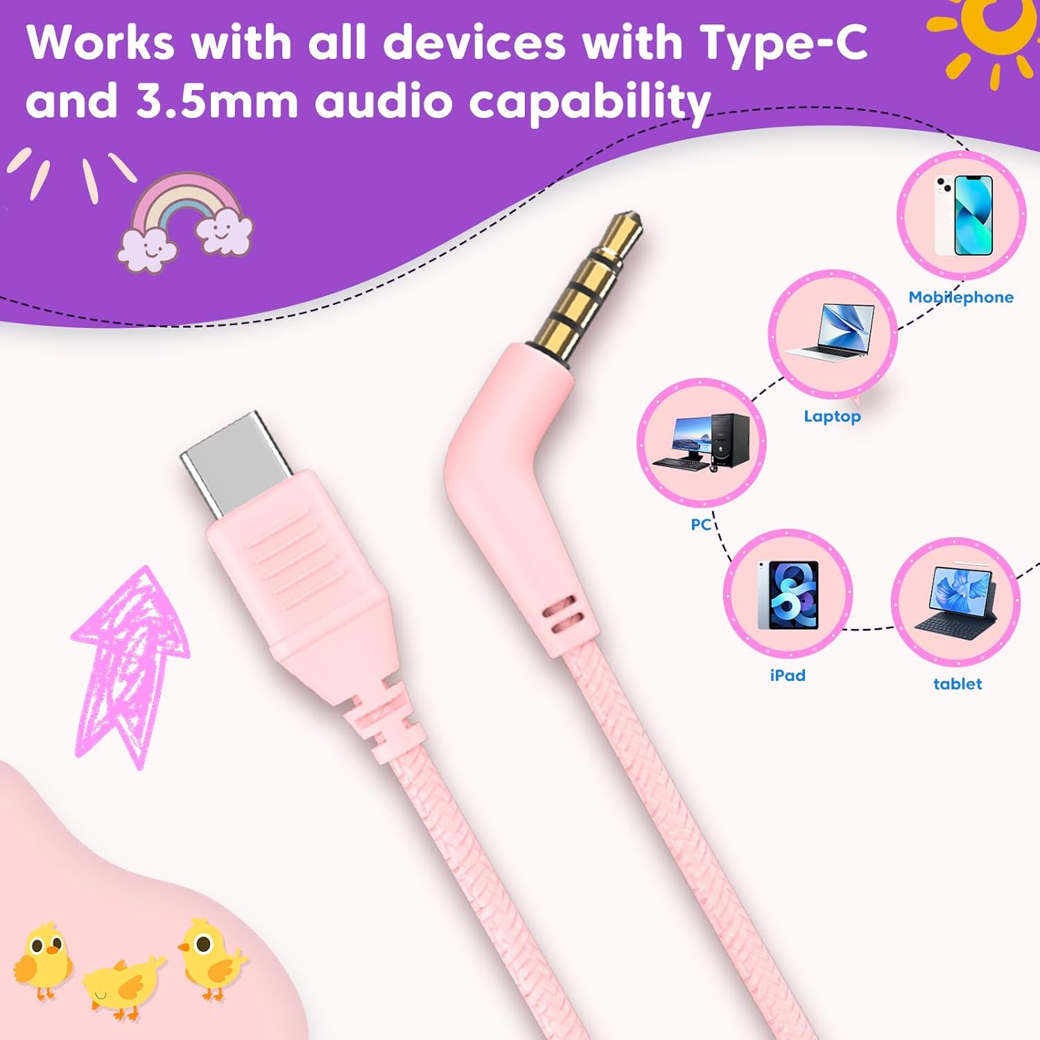 Detalle 2 de INFURTURE CH5 Kids Headphones 94dB