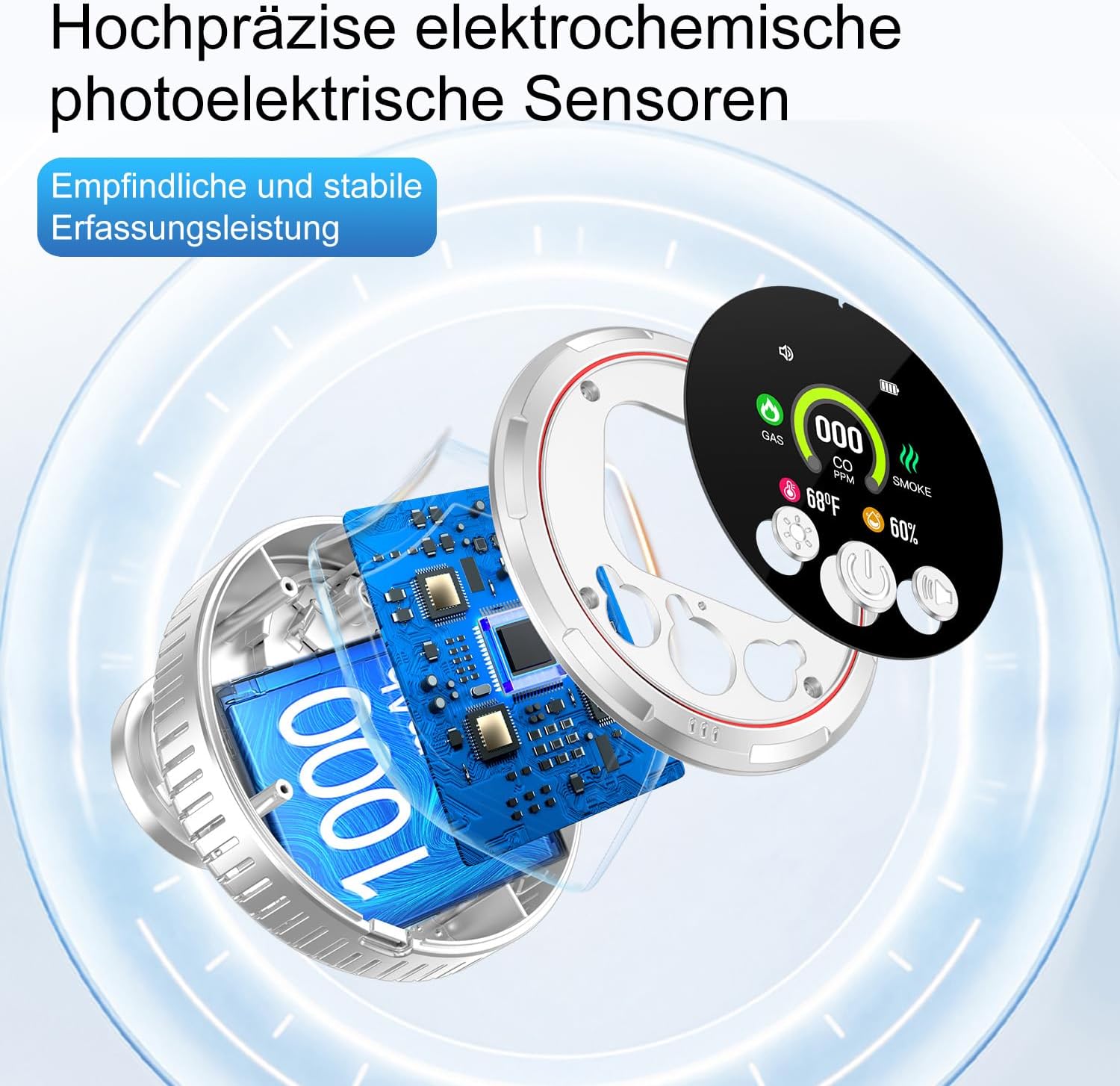 Thumbnail 4 de 5IN1 Rauchmelder, Gasmelder + CO-Warnmelder HD13 – Steckdose + Batterie, LCD-Display