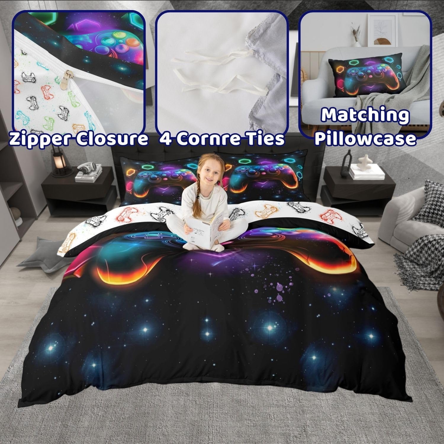 Thumbnail 5 de Homewish Gaming King Size duvet cover set