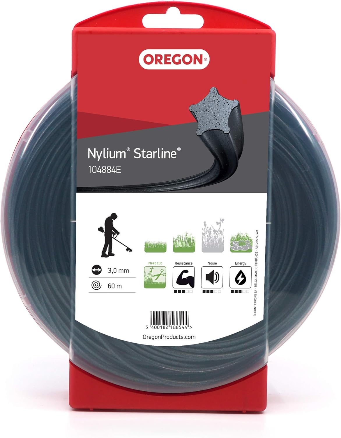 Oregon Fil de débroussailleuse Nylon Étoile 3mm x 60m (104884E) – résistance et coupe précise