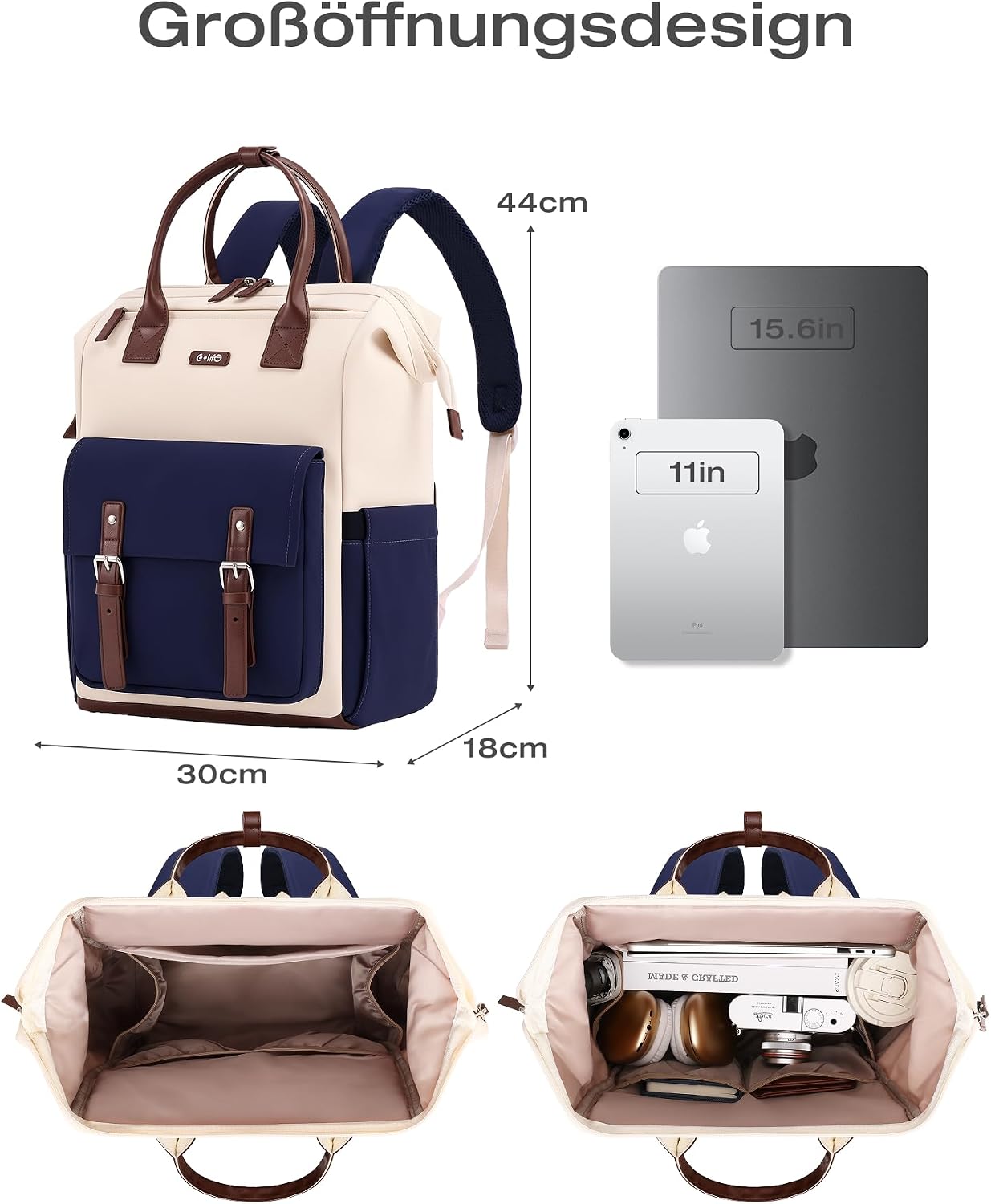 Thumbnail 6 de COOLIFE laptoprugzak voor 15,6 inch, 24 liter, 44 x 30 x 18 cm
