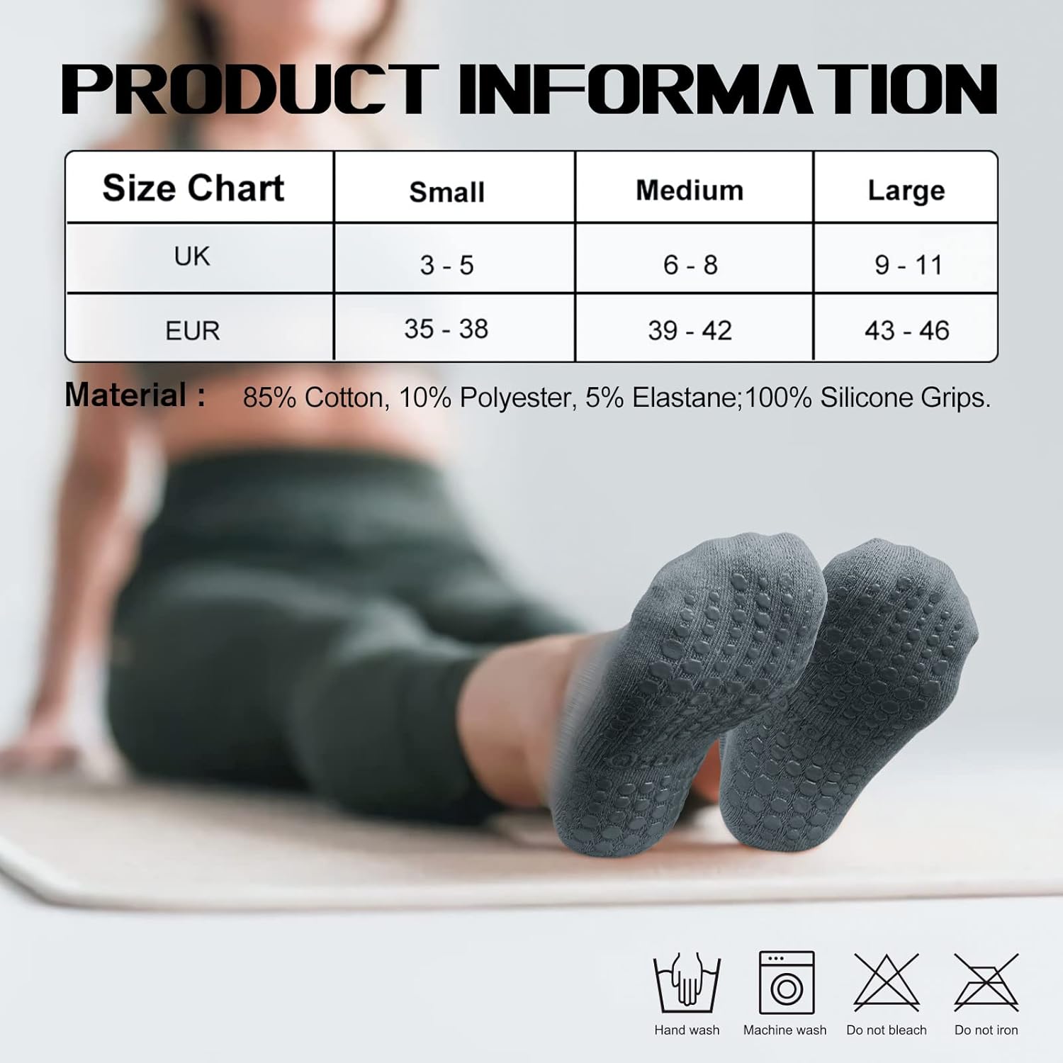 Thumbnail 2 de Ozaiic Yoga Socks for Women & Men with Grips – Non-Slip Cushioned Socks for Yoga, Pilates, Barre and Hospital Use (3 Pairs)