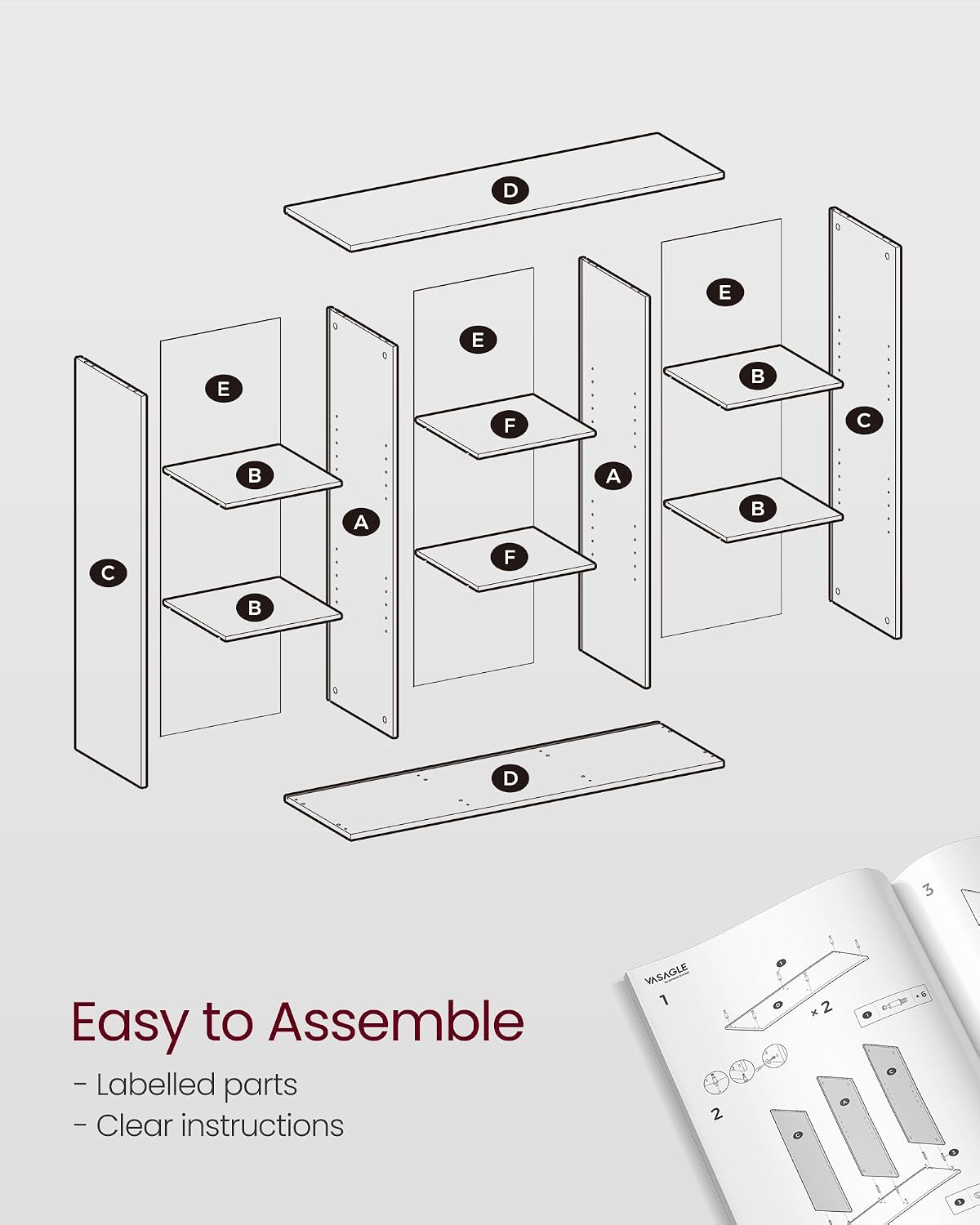 Thumbnail 6 de VASAGLE LBC177W01 9‑compartment bookcase
