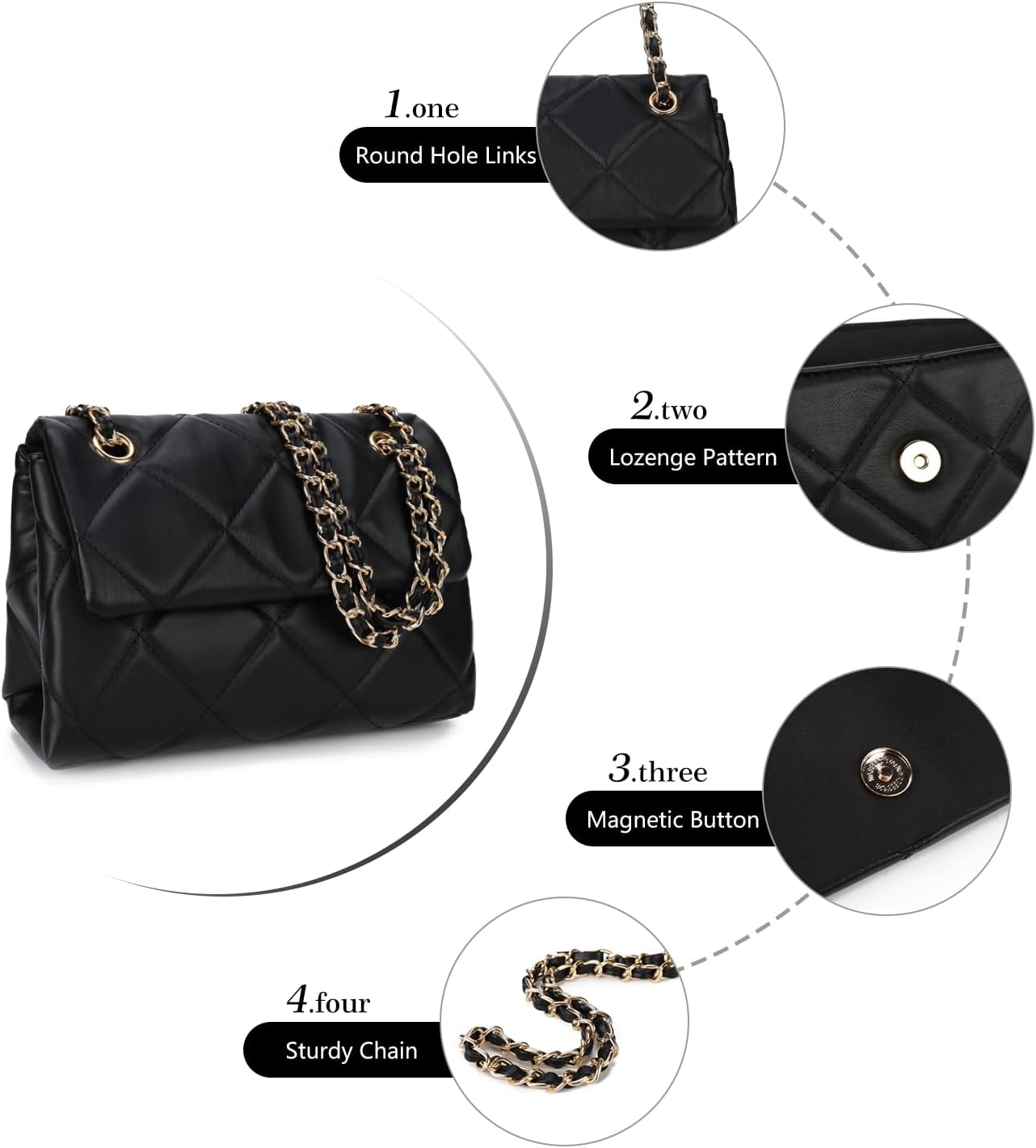 Thumbnail 3 de Gladdon Sac à bandoulière Matelassé Diamant pour Femme en Cuir végétalien texturé