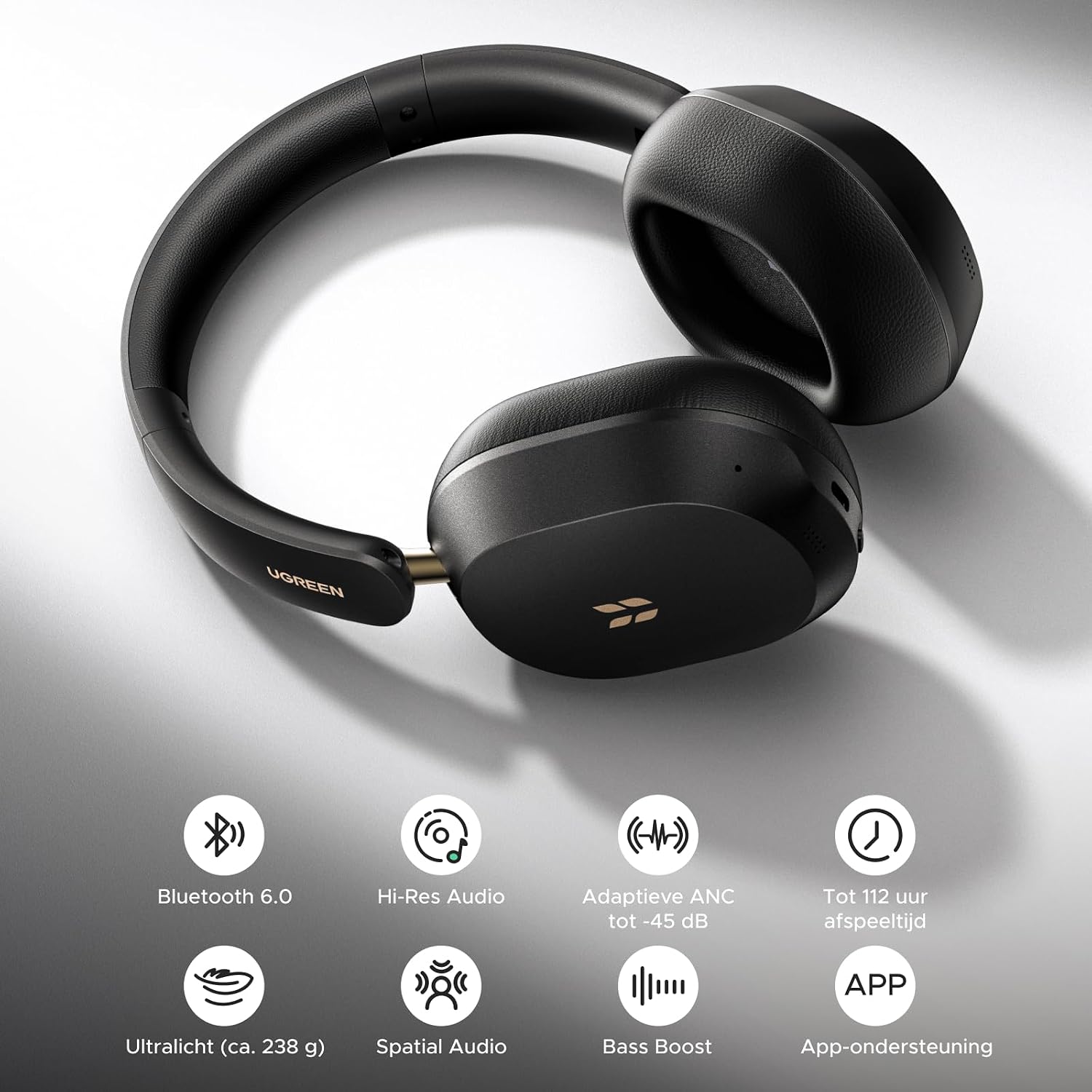 Detalle 2 de UGREEN HiTune Max5c over-earkoptelefoon met hybride ANC, LDAC en 112 uur accuduur