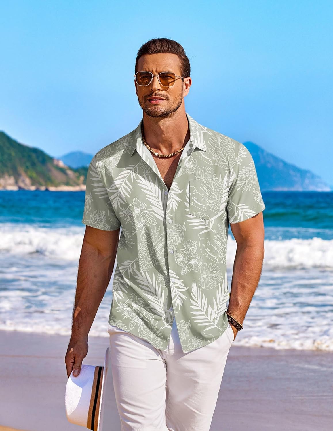 Thumbnail 2 de COOFANDY Men's Hawaiian Shirt Short Sleeve Floral Button Down