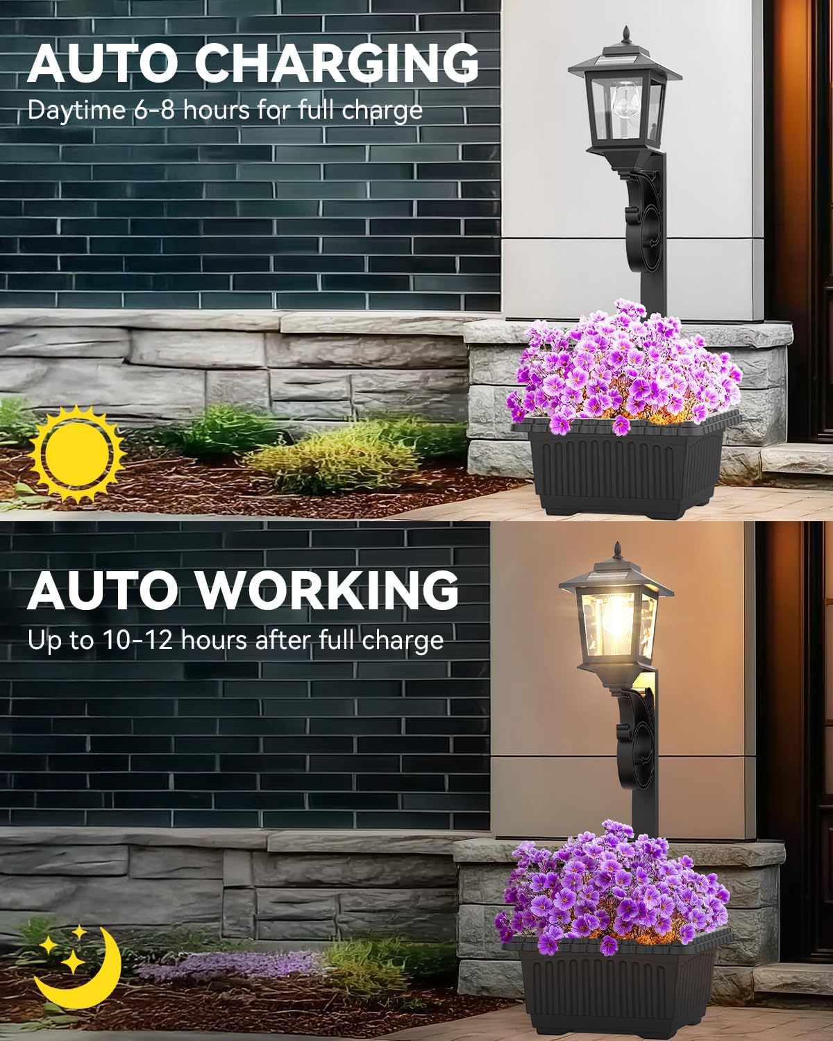 Detalle 1 de DOESLAG SL0155 2-in-1 Solar Planter Light, Waterproof, Wall-Mount or Freestanding