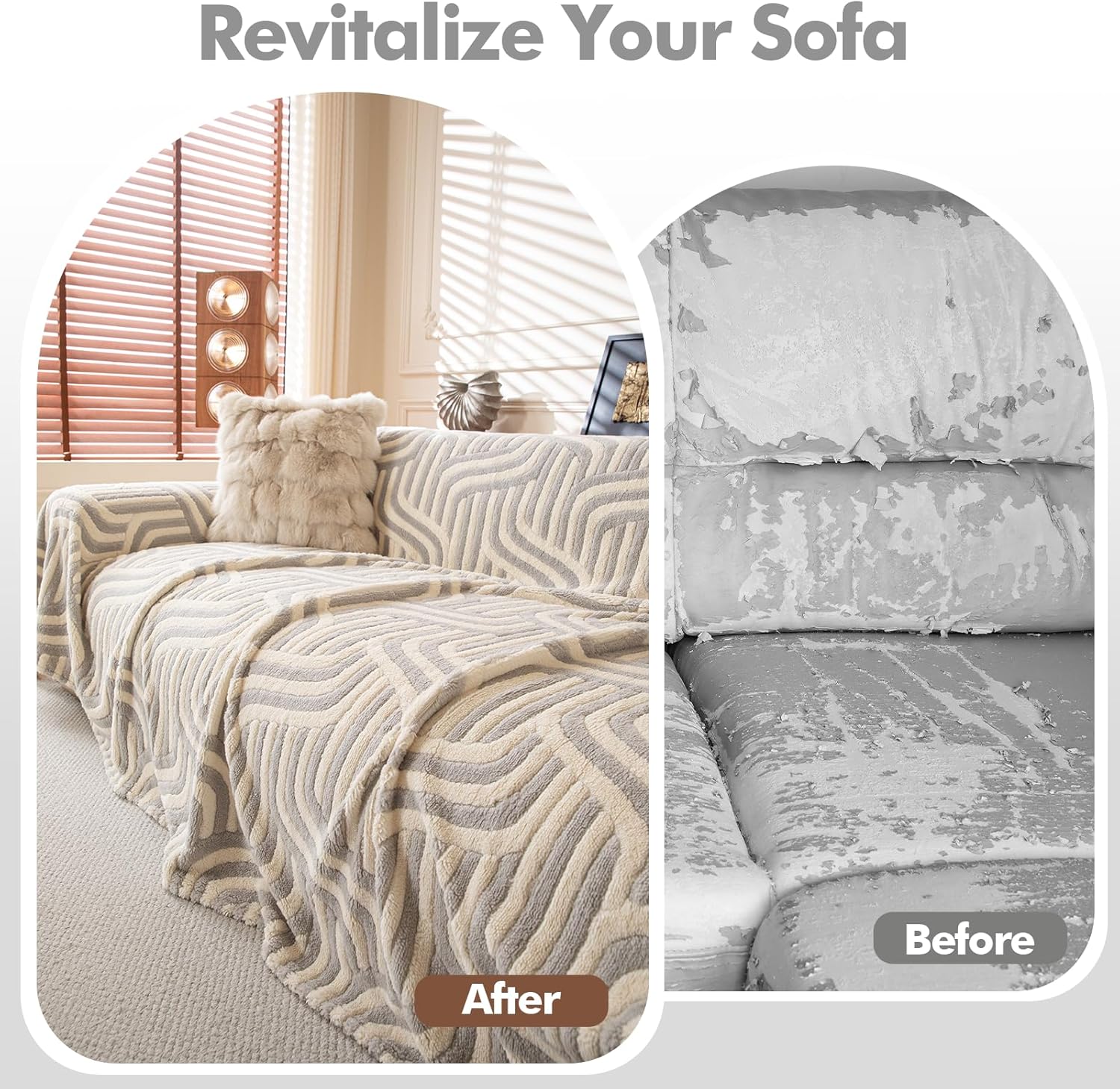 Thumbnail 6 de Housse de canapé WEYOND en peluche douce (antidérapante, lavable) grise claire 180 × 300 cm