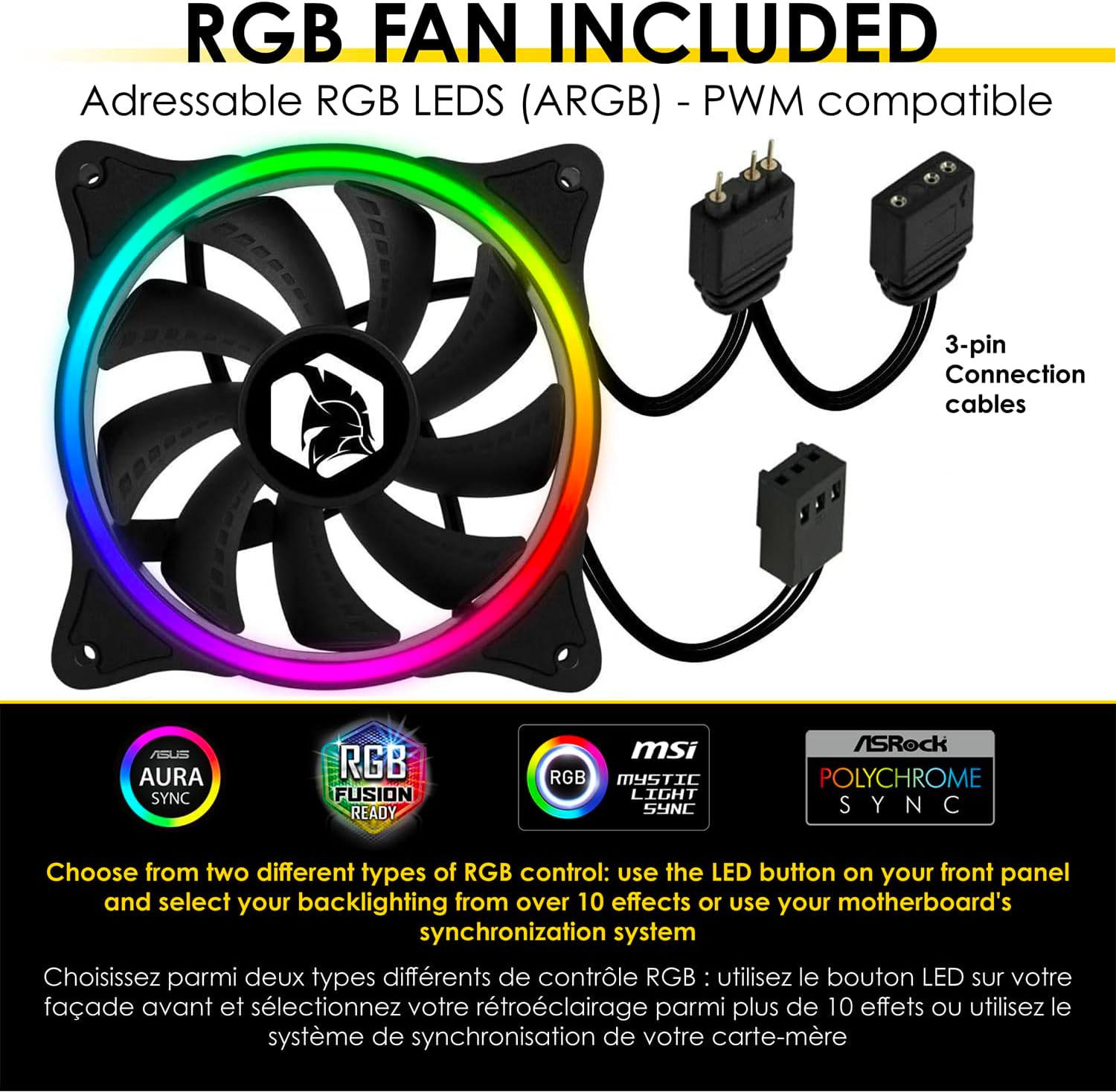 Thumbnail 1 de EMPIRE GAMING DarkWitcher – Boîtier PC gamer Moyen Tour ATX avec façade mesh, verre trempé et 4 ventilateurs ARGB 120 mm PWM