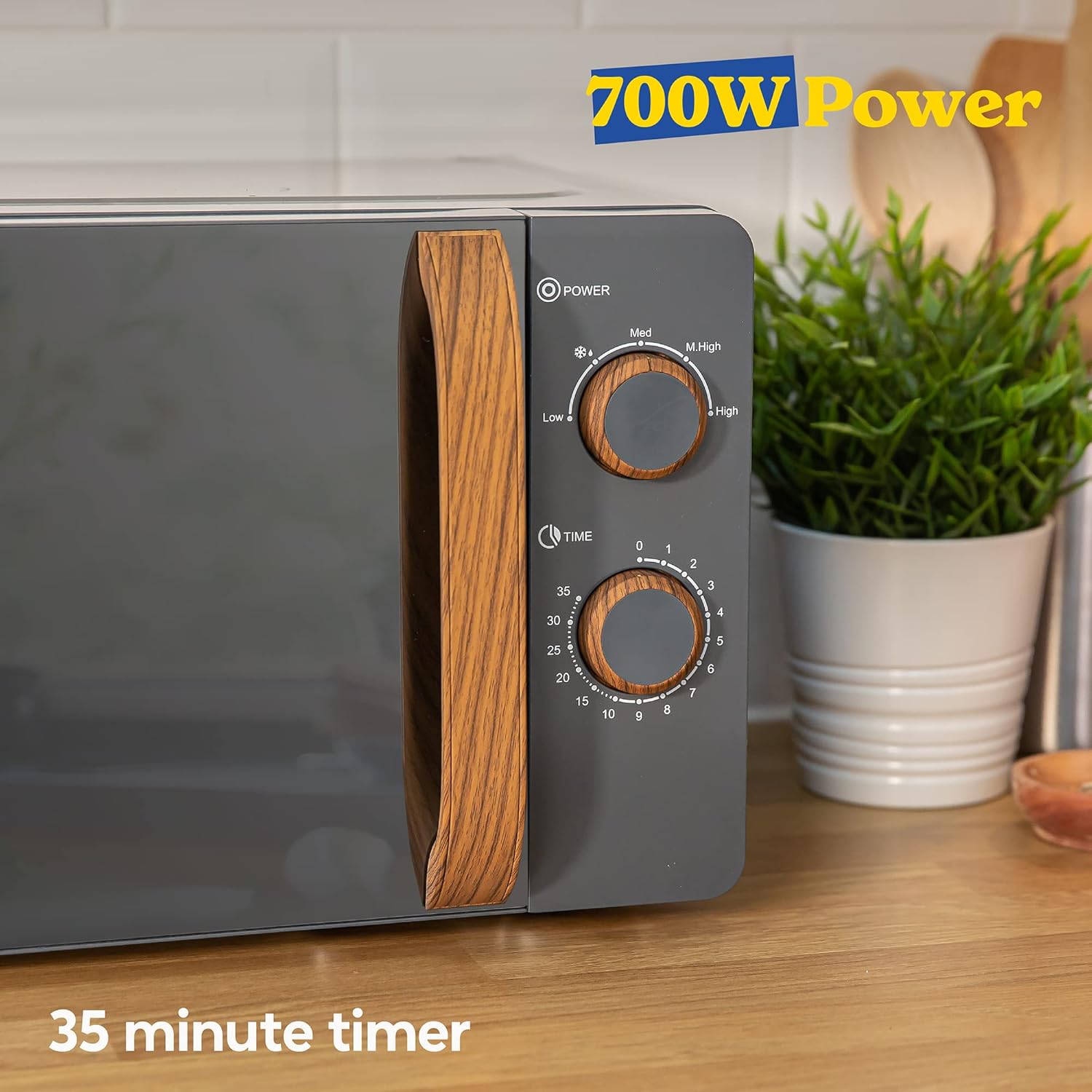 Thumbnail 5 de Russell Hobbs RHMM713G Micro-ondes compact 700 W – style scandinave et finition bois