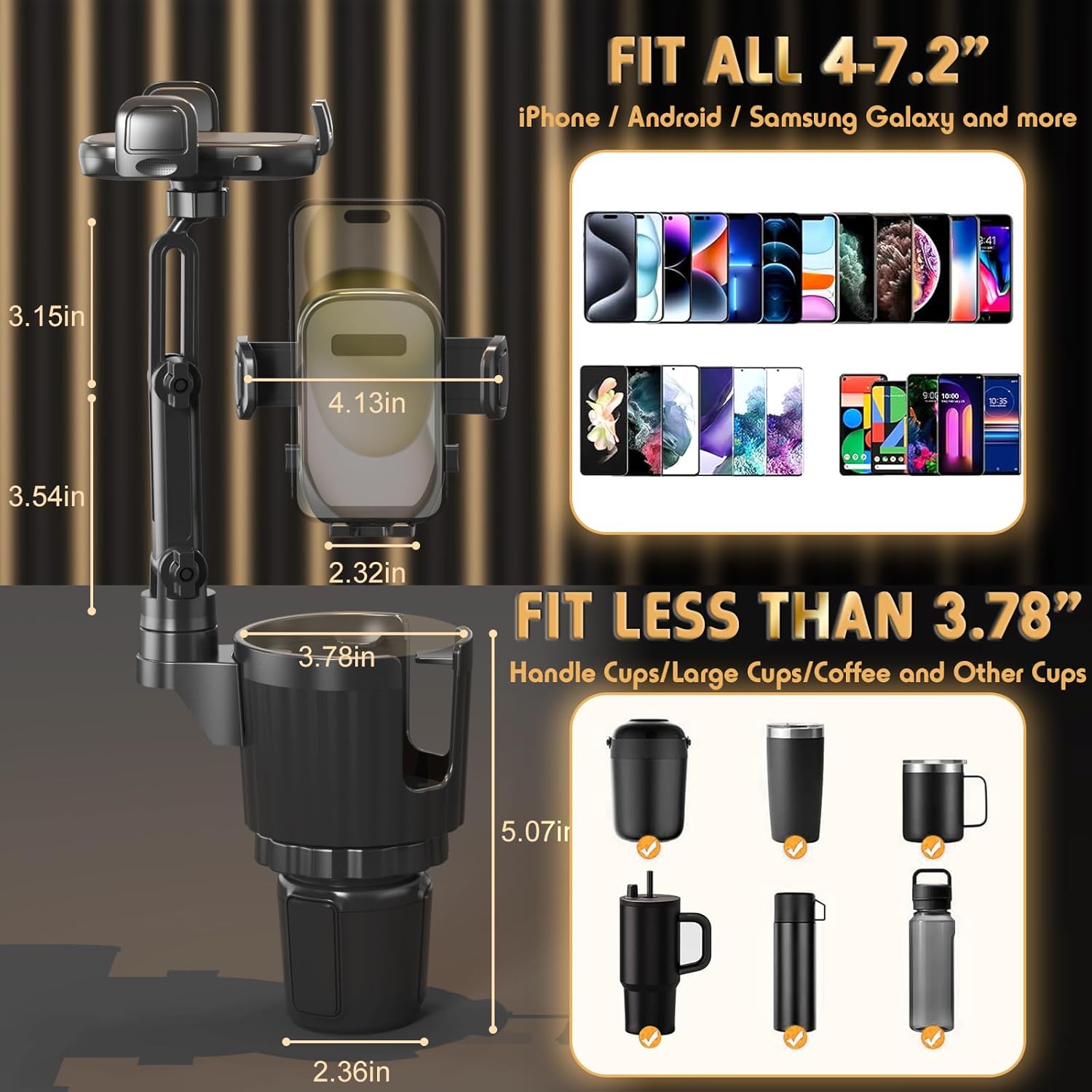 Detalle 2 de Universal Cup Holder Expander Phone Mount 360°