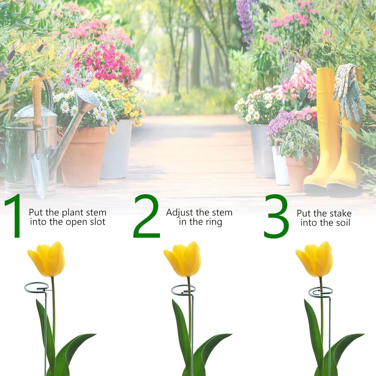 Thumbnail 3 de Thealyn 12 Pack 61cm Metal Plant Support Stakes