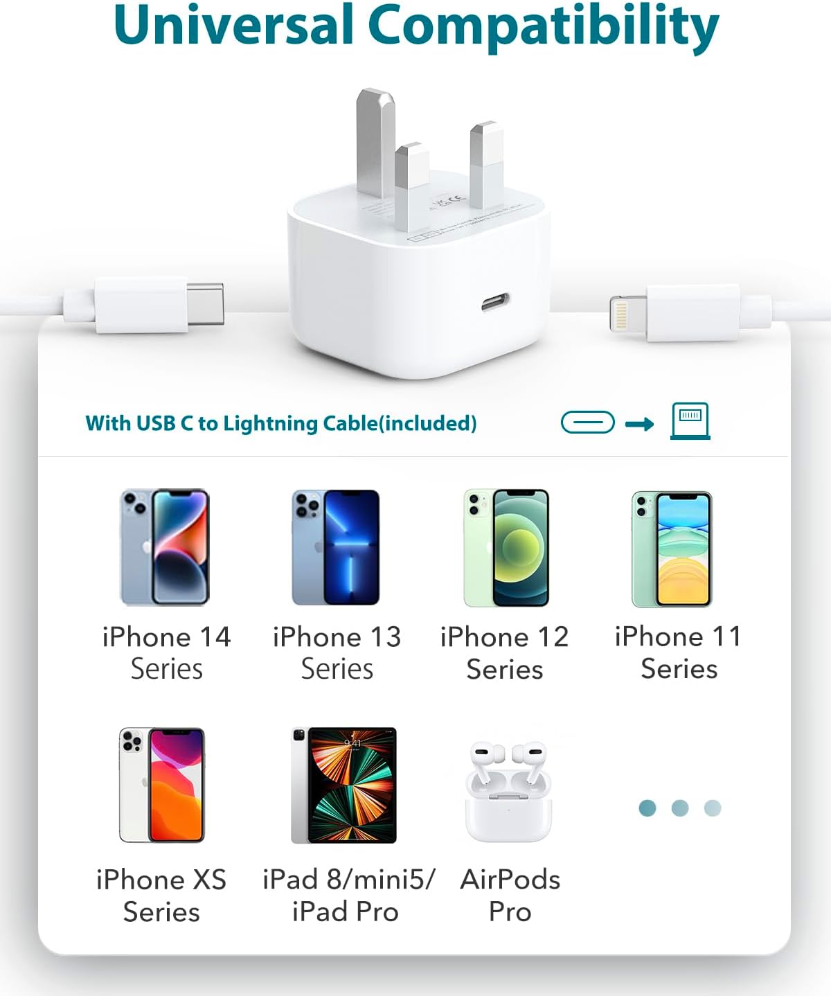 Thumbnail 6 de iPhone Fast Charge 20W USB-C Plug & 2m Cable (MFi Certified) – Safe, Longer Lead for iPhone 8 to 14 Series