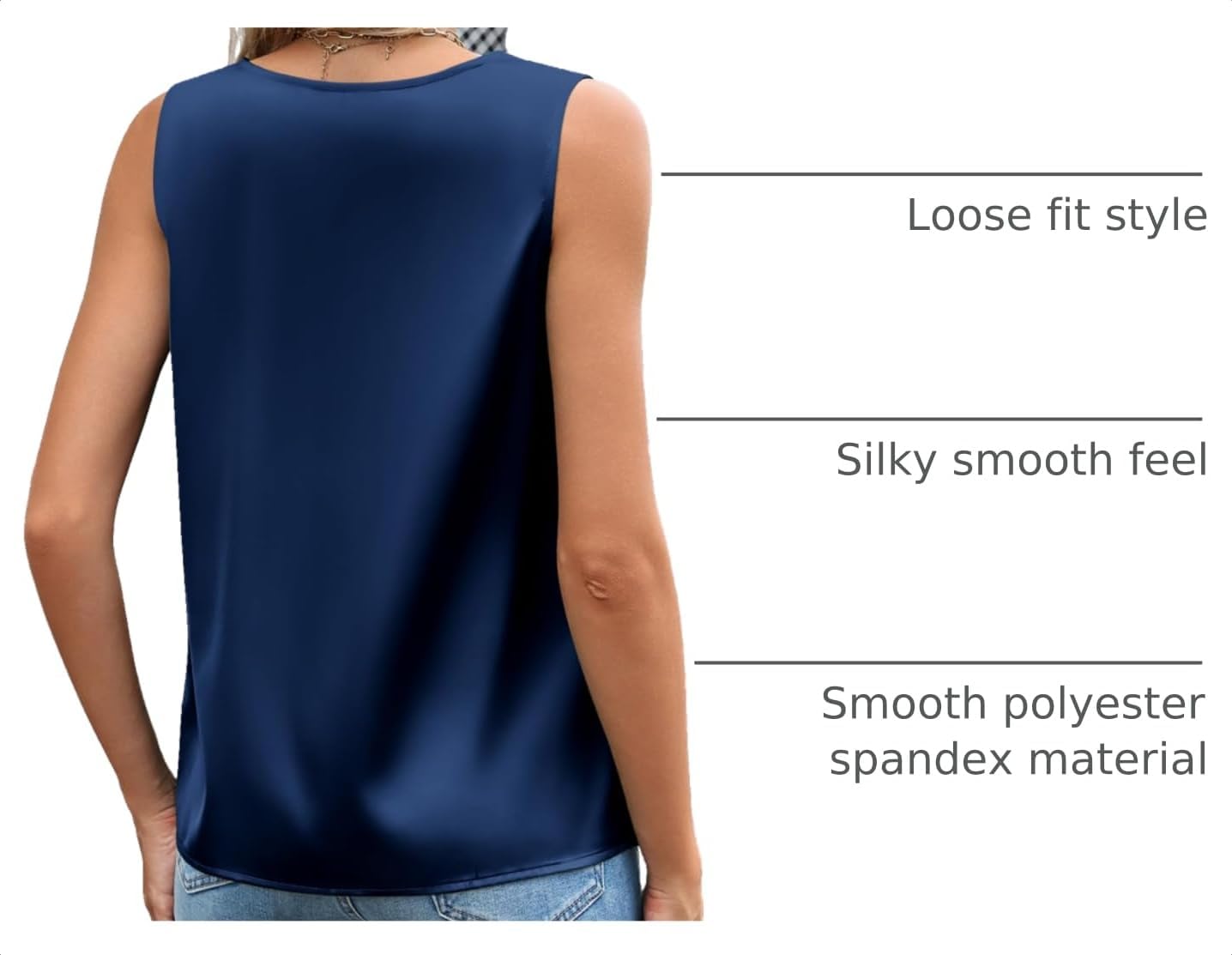 Detalle 2 de Zeagoo Silk Satin Camisole V-Neck Tank Top
