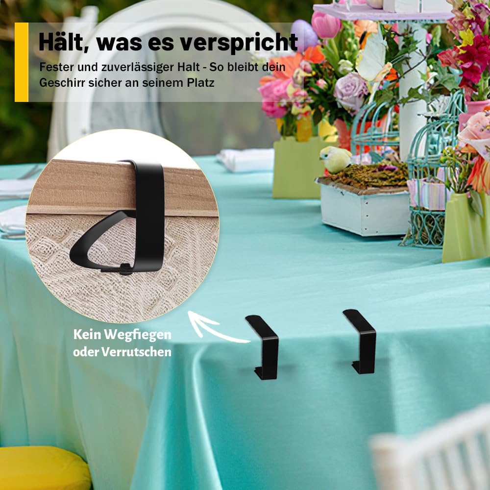 Detalle de Aongray Tischdeckenklammern Edelstahl – 8 Stück, Schwarz, Tischclips für Plattenstärke bis 3 cm