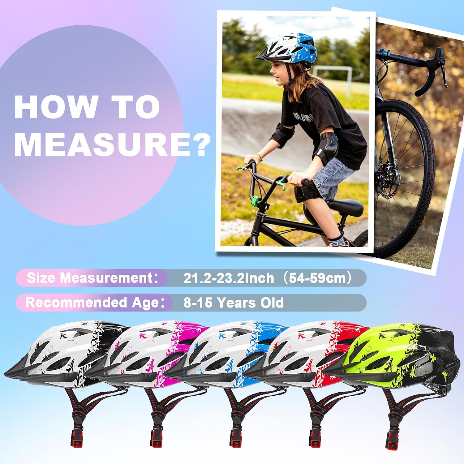 Detalle 2 de Zamufo Kids Bike Helmet for Age 8-15 with Visor – Lightweight, Adjustable, 54-59cm