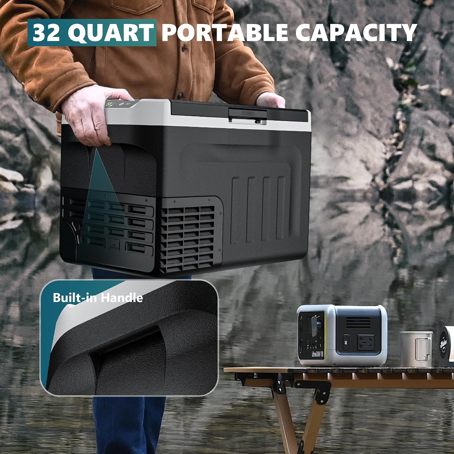 Detalle de EUHOMY ZBD-30 12V Portable Compressor Fridge, 30L, -4°F to 68°F