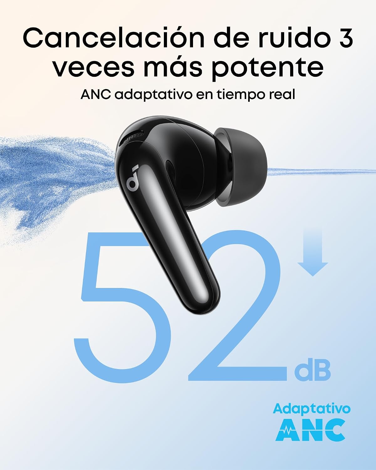 Detalle 2 de Soundcore P31i: Auriculares inalámbricos con ANC adaptativo, traductor IA y sonido Hi-Res