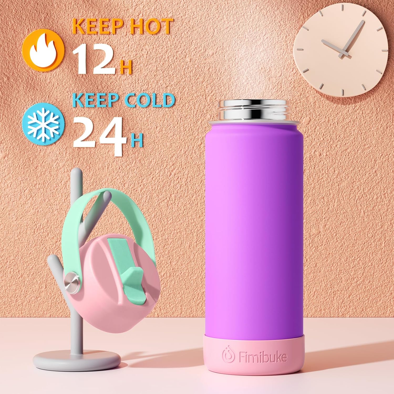 Thumbnail 2 de Fimibuke Kids Insulated Water Bottle (18oz, BPA-Free, Double Wall Vacuum) with Straw Lids — 2 Pack