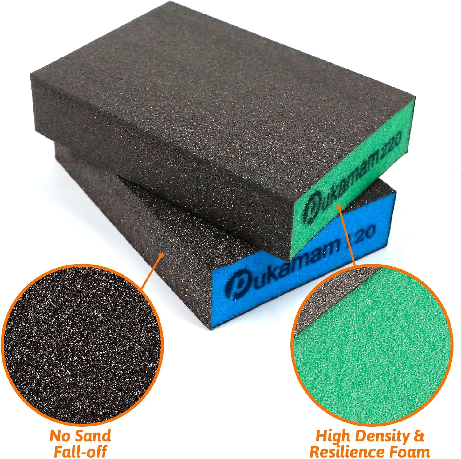 Thumbnail 3 de 9 Pcs Sanding Blocks Wet and Dry Sandpaper Set — 40/60/80/120/220 Grit, Reusable 4-Sided Sponges for Wood, Metal and Drywall