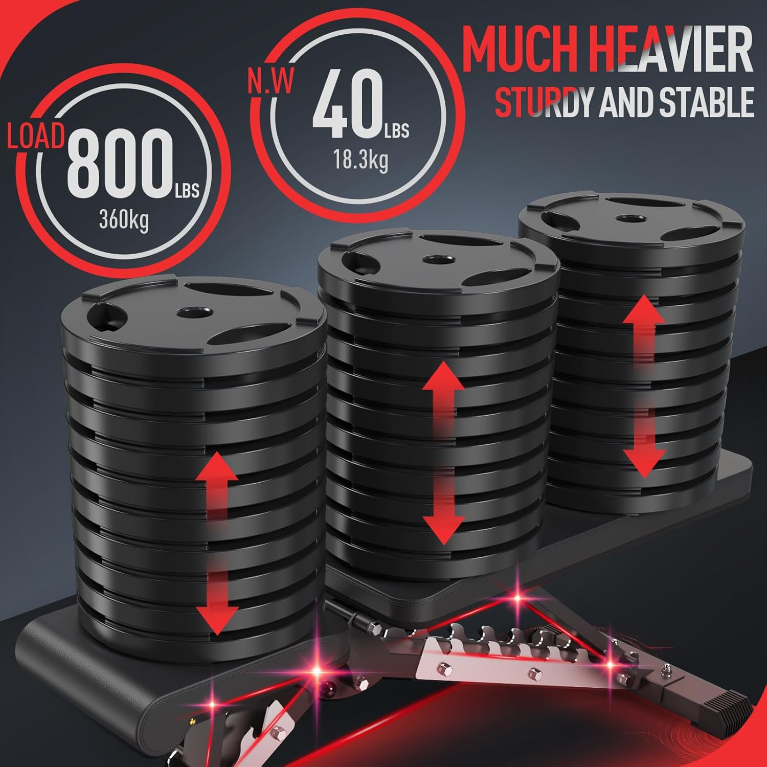 Thumbnail 1 de JOROTO MD60 verstellbare Hantelbank (klappbar) mit 360 kg Tragfähigkeit – Schrägbank fürs Heimtraining