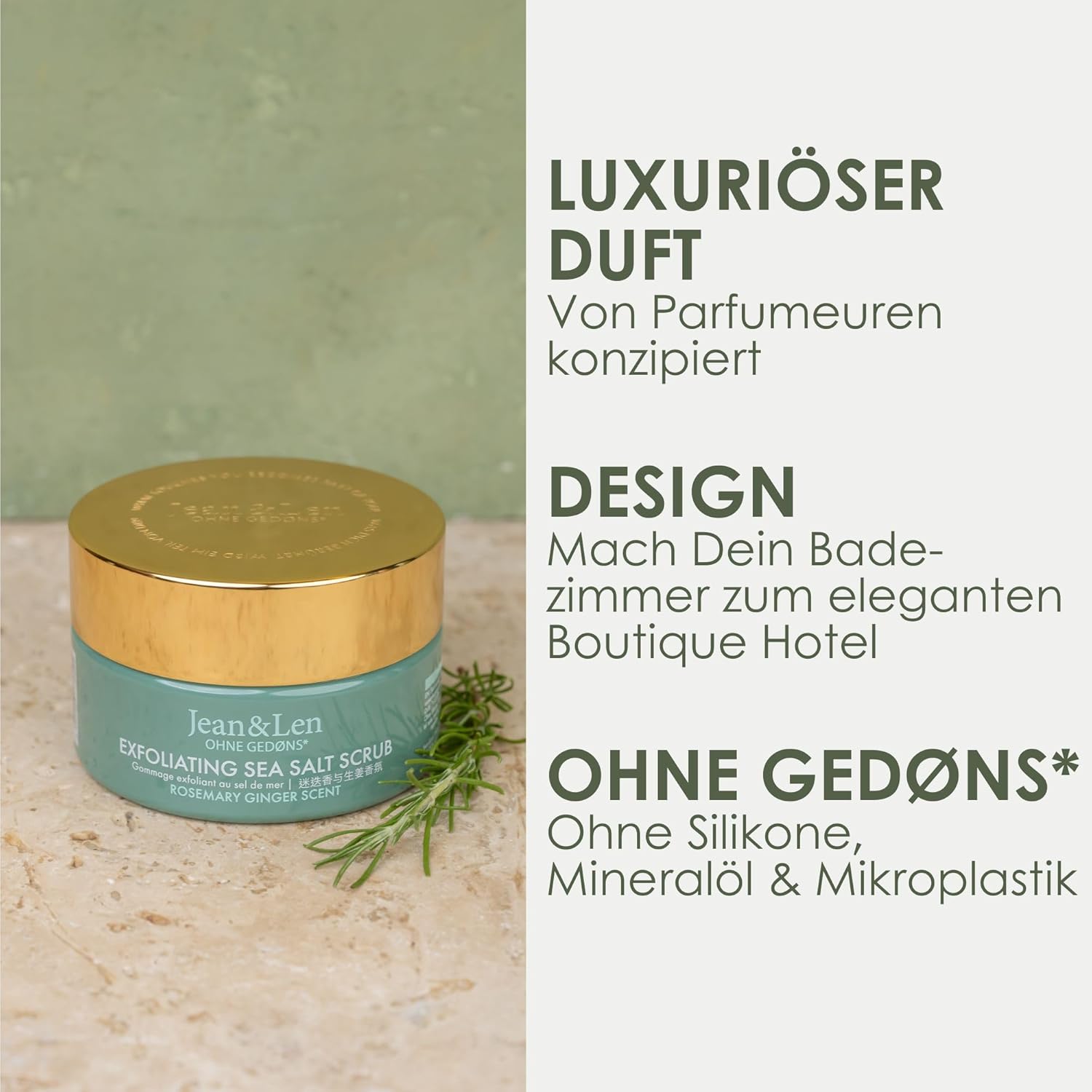 Thumbnail 1 de Jean & Len Exfoliating Sea Salt Scrub Rosemary & Ginger, 300 g