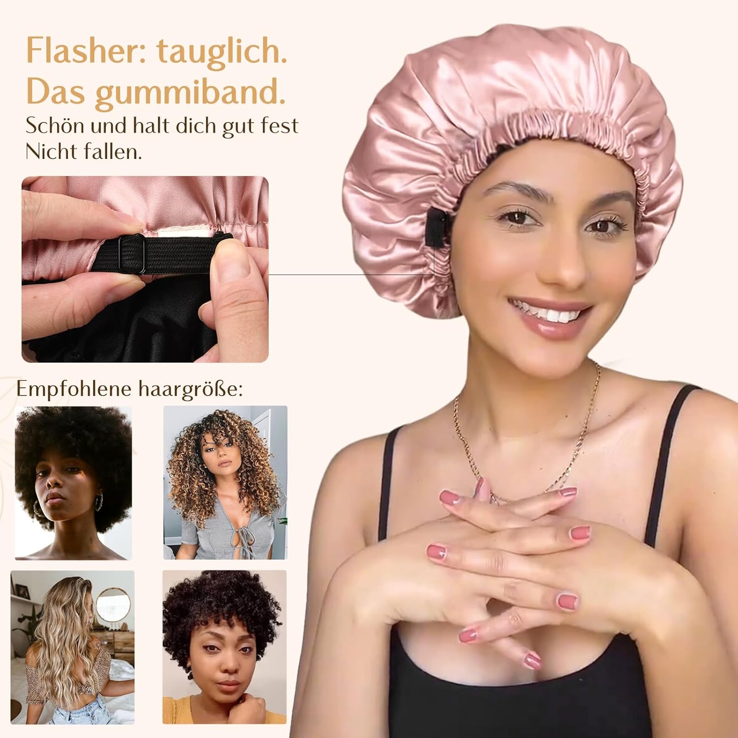 Thumbnail 2 de YANIBEST doppelschichtige Satinhaube (Seidenhaube) zum Schlafen – verstellbar für lockiges, natürliches Haar