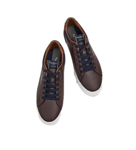 Detalle de Pepe Jeans Kenton Court para Hombre en marrón (talla 40 EU): zapatillas de estilo con acabado en PU