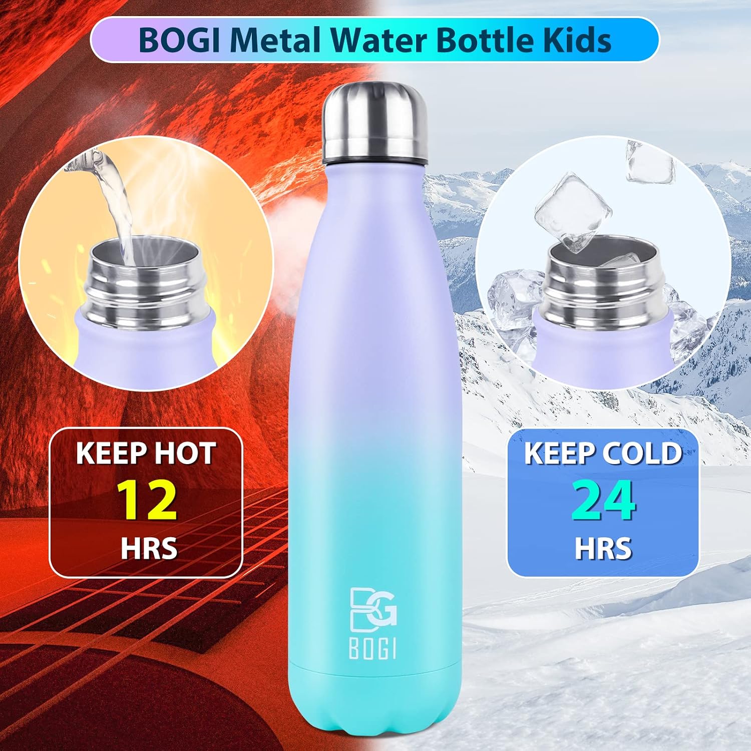 Detalle 2 de BOGI 750ml Insulated Stainless Steel Water Bottle – Leak‑Proof, Keeps Hot or Cold