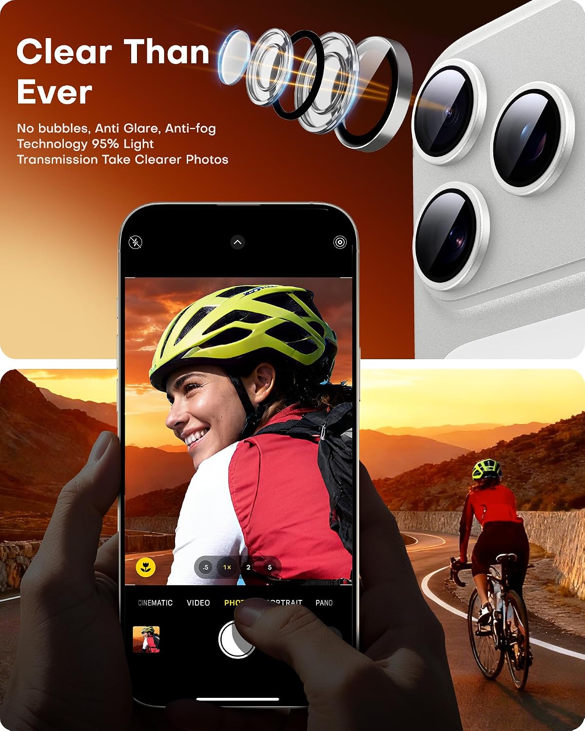 Detalle 1 de TOCOL osłona obiektywu do iPhone 18 Pro i Pro Max, szkło hartowane 9H, szara
