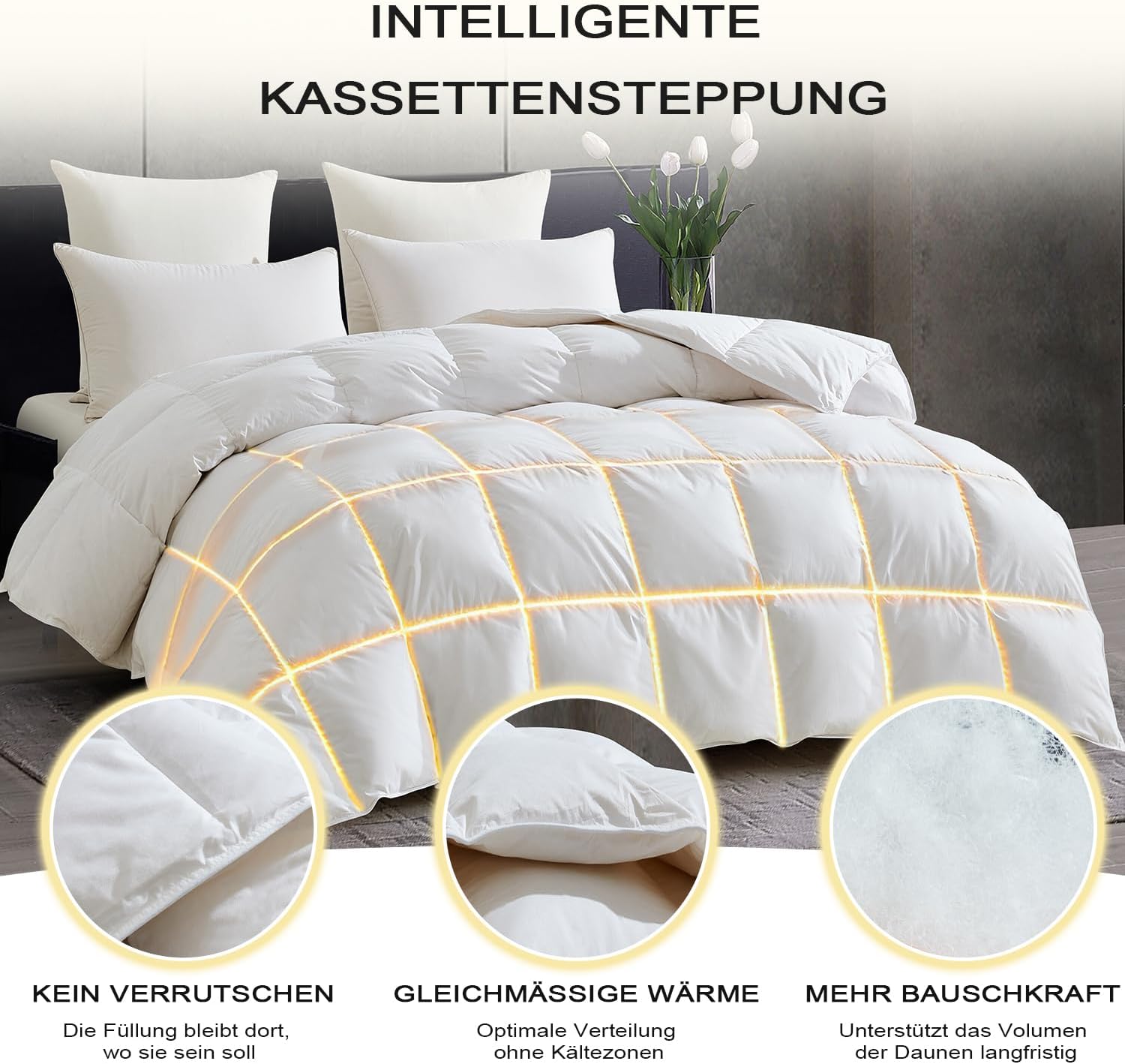 Thumbnail 5 de Winterbettdecke 155x220 Daunendecke extra warm – 1.500 g Füllgewicht, Wärmeklasse 5, RDS-zertifiziert (weiß)