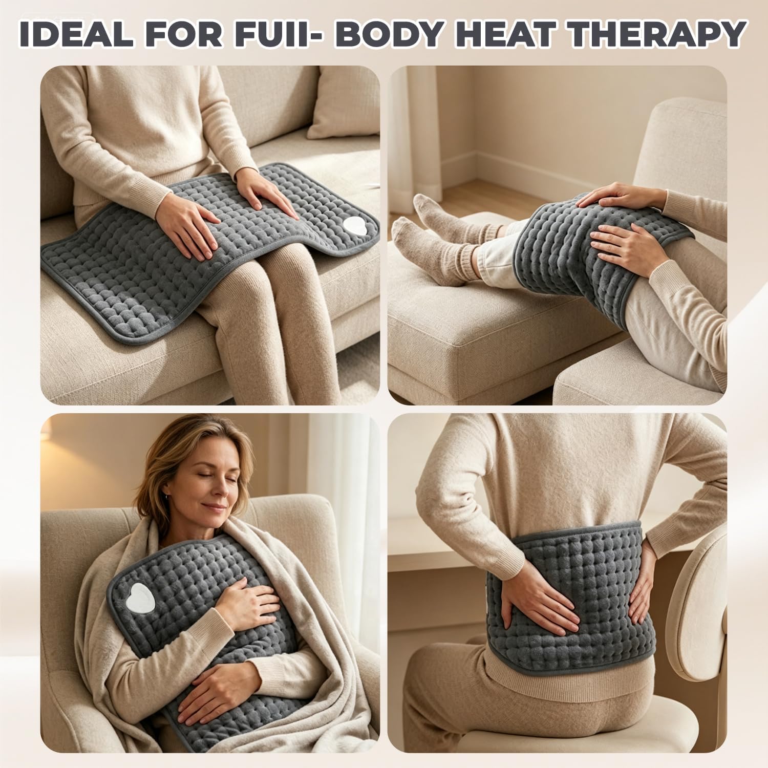 Detalle 2 de WENGTY Electric Heat Pad, 24 × 12 in, 9 Heat Settings, Flannel