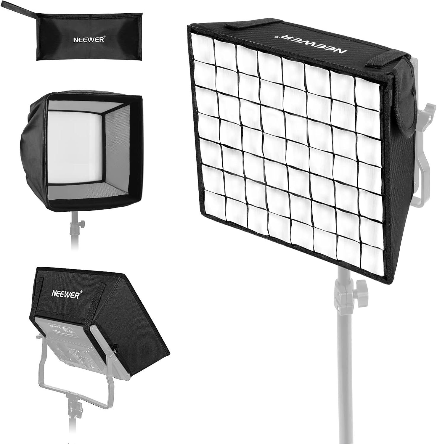 Detalle de NEEWER softbox pieghevole 12,2"x11,4" con griglia per luci video NL660/NL660S/SNL660/RGB660