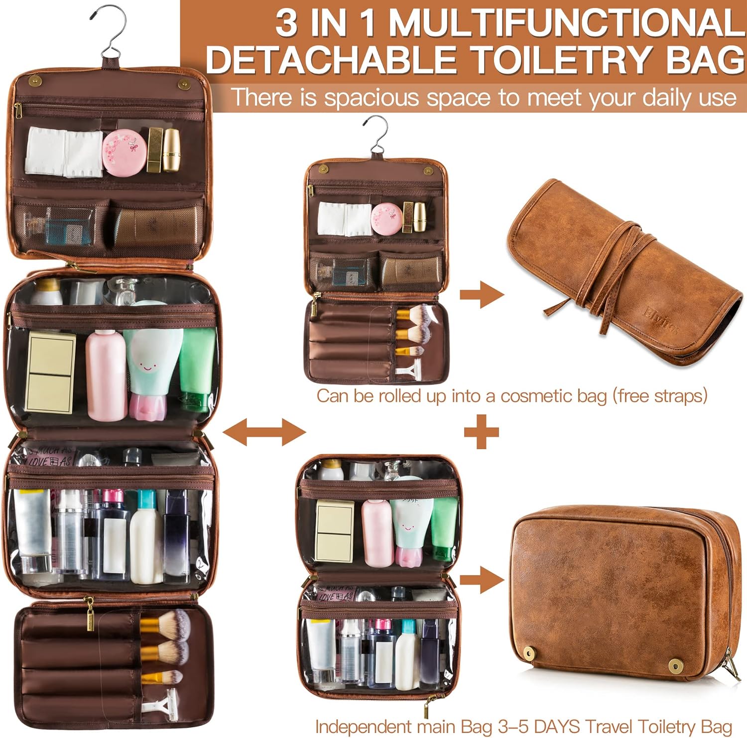 Detalle 2 de Elviros Hanging Toiletry Bag, 3-in-1