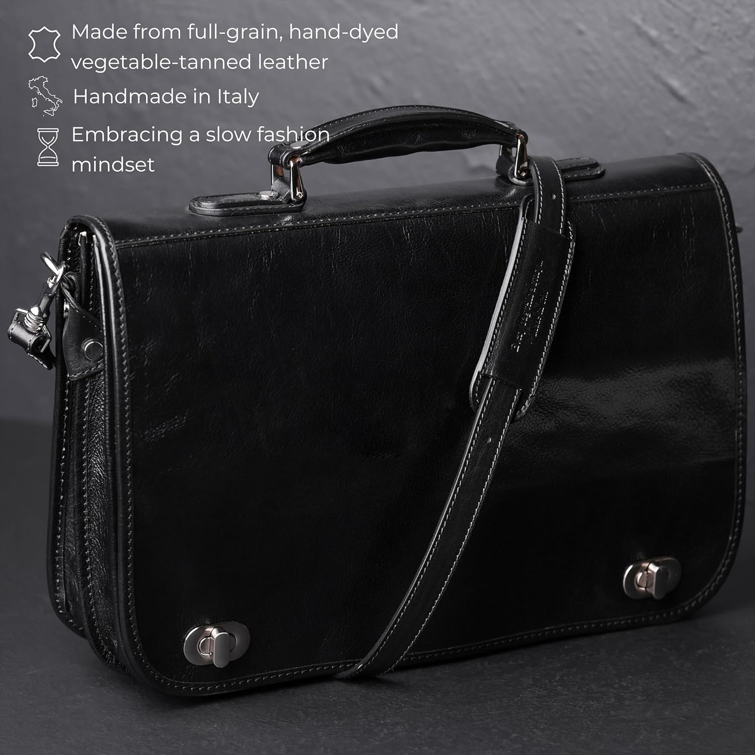 Thumbnail 3 de Time Resistance Hand Crafted Leather Messenger Bag 15 Inch Laptop Bag