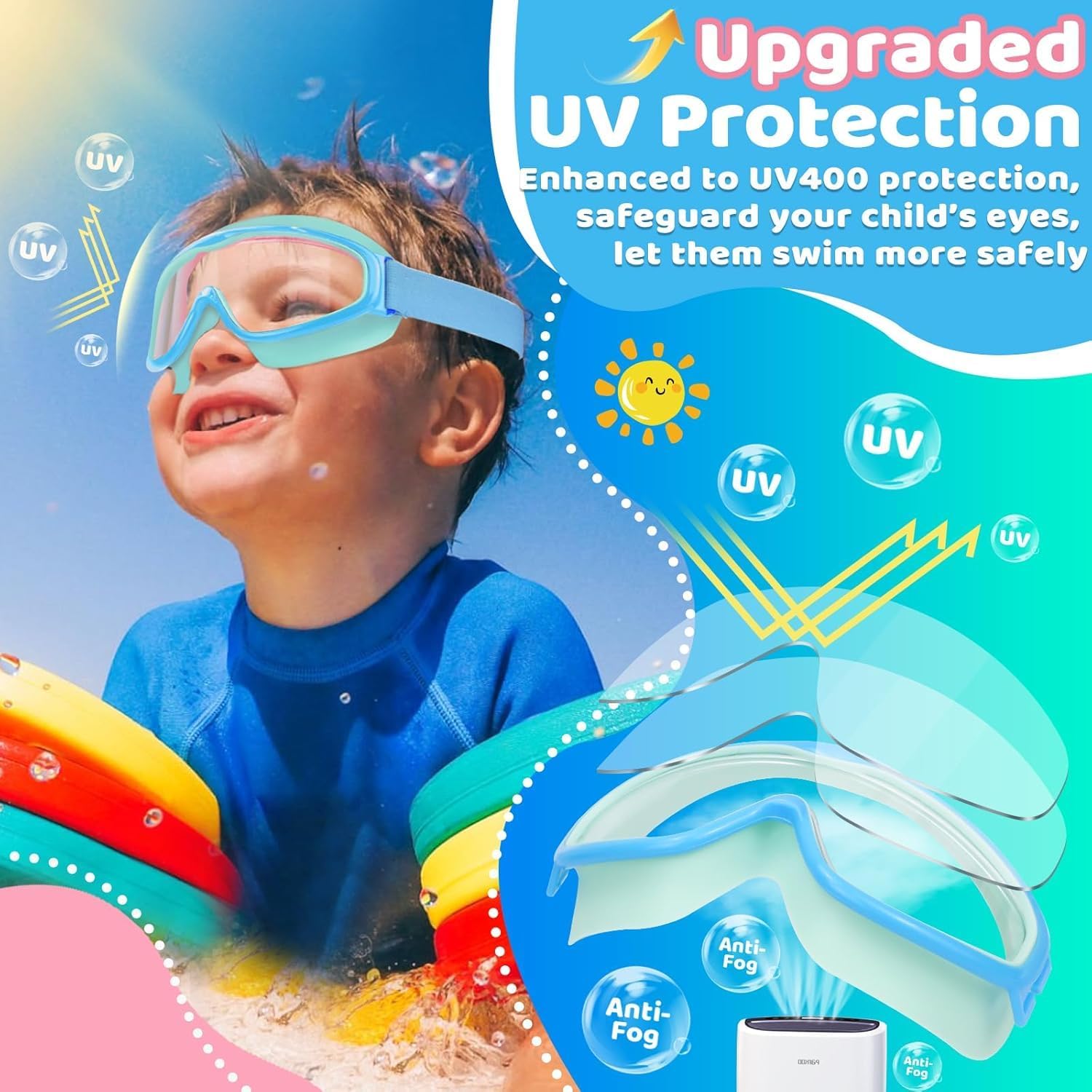 Thumbnail 6 de Vvinca Kids Swimming Goggles: Wide View, Anti-Fog & No-Leak Comfort for Children