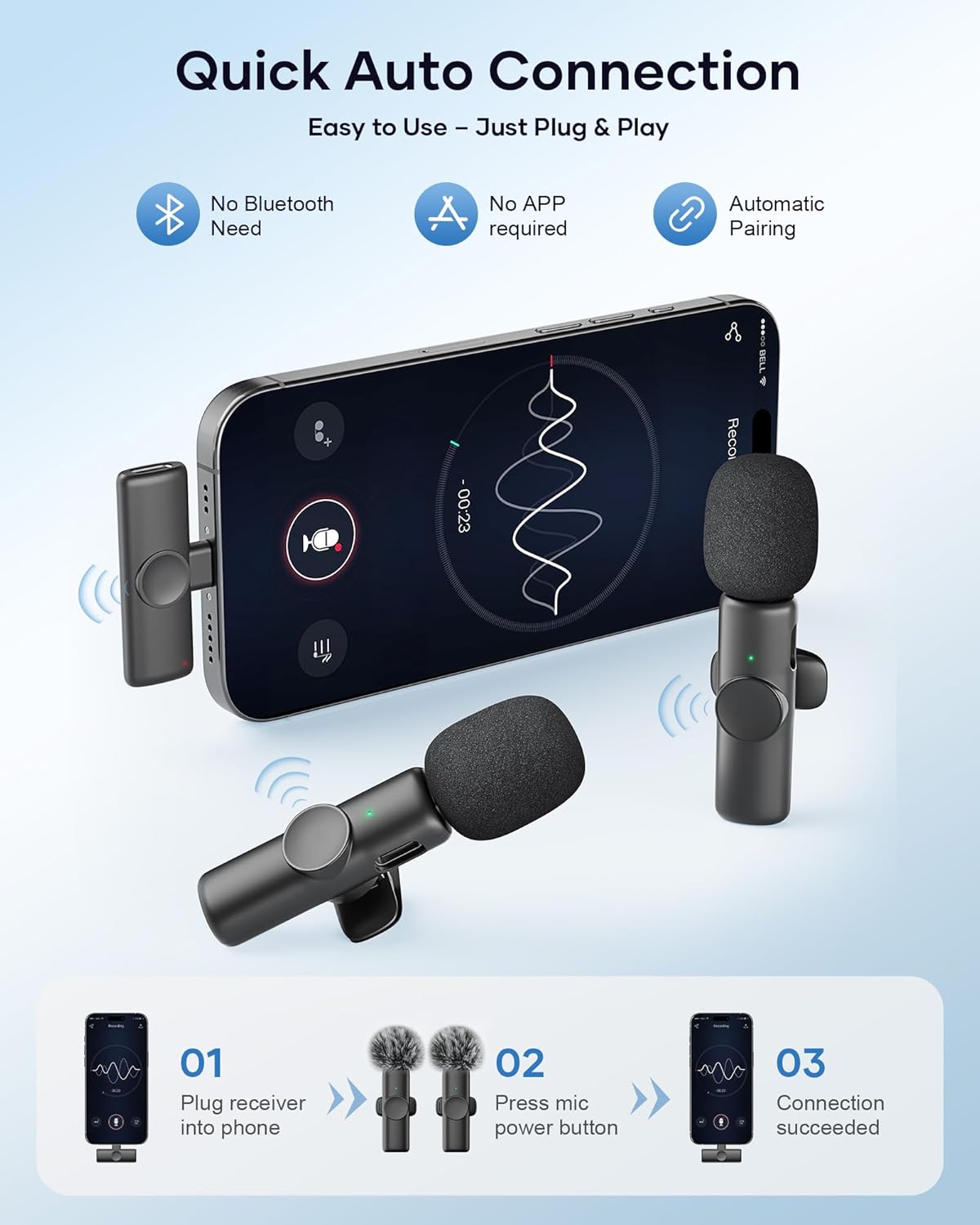 Detalle 2 de Wireless Lavalier Mic 2-Pack 🎤